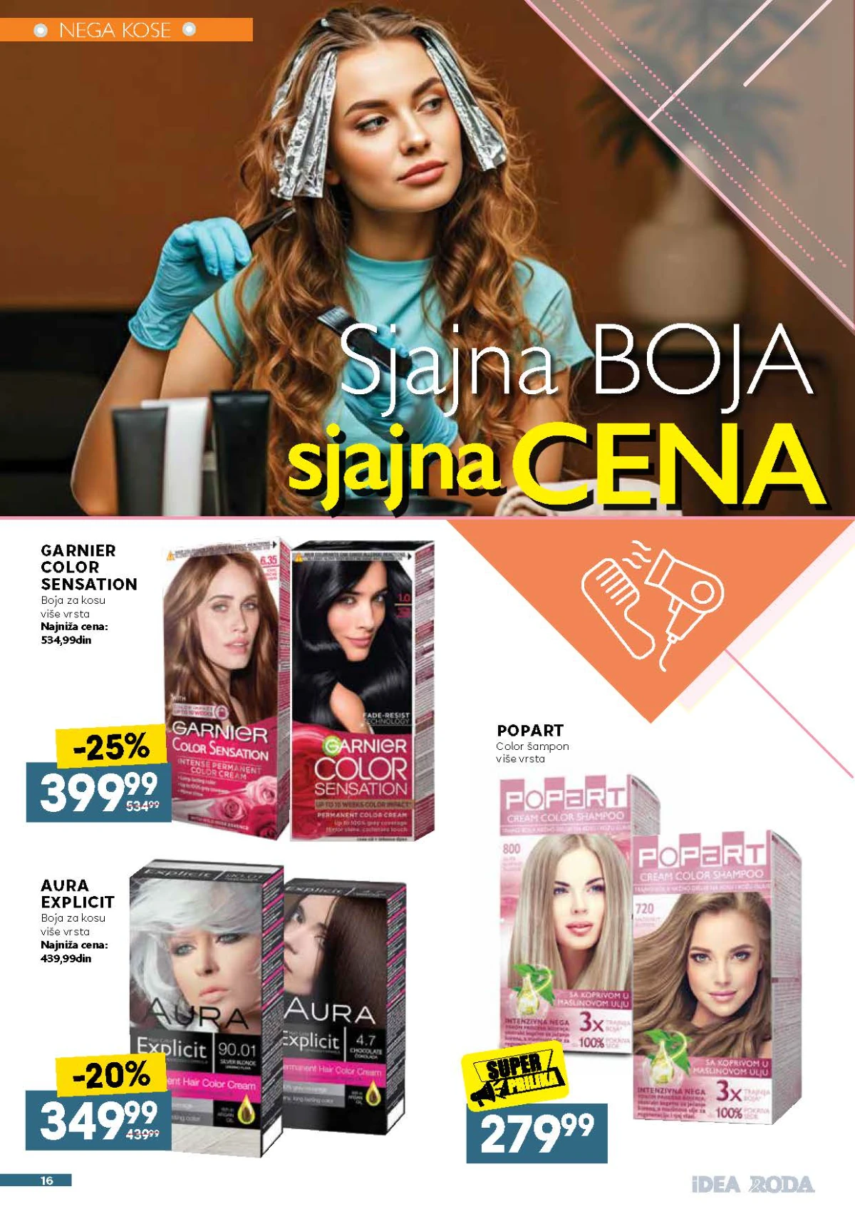 IDEA, Roda i Mercator katalog do 29.08.2026. – Garnier Color Sensation, Aura Explicit i Popart proizvodi za bojenje kose