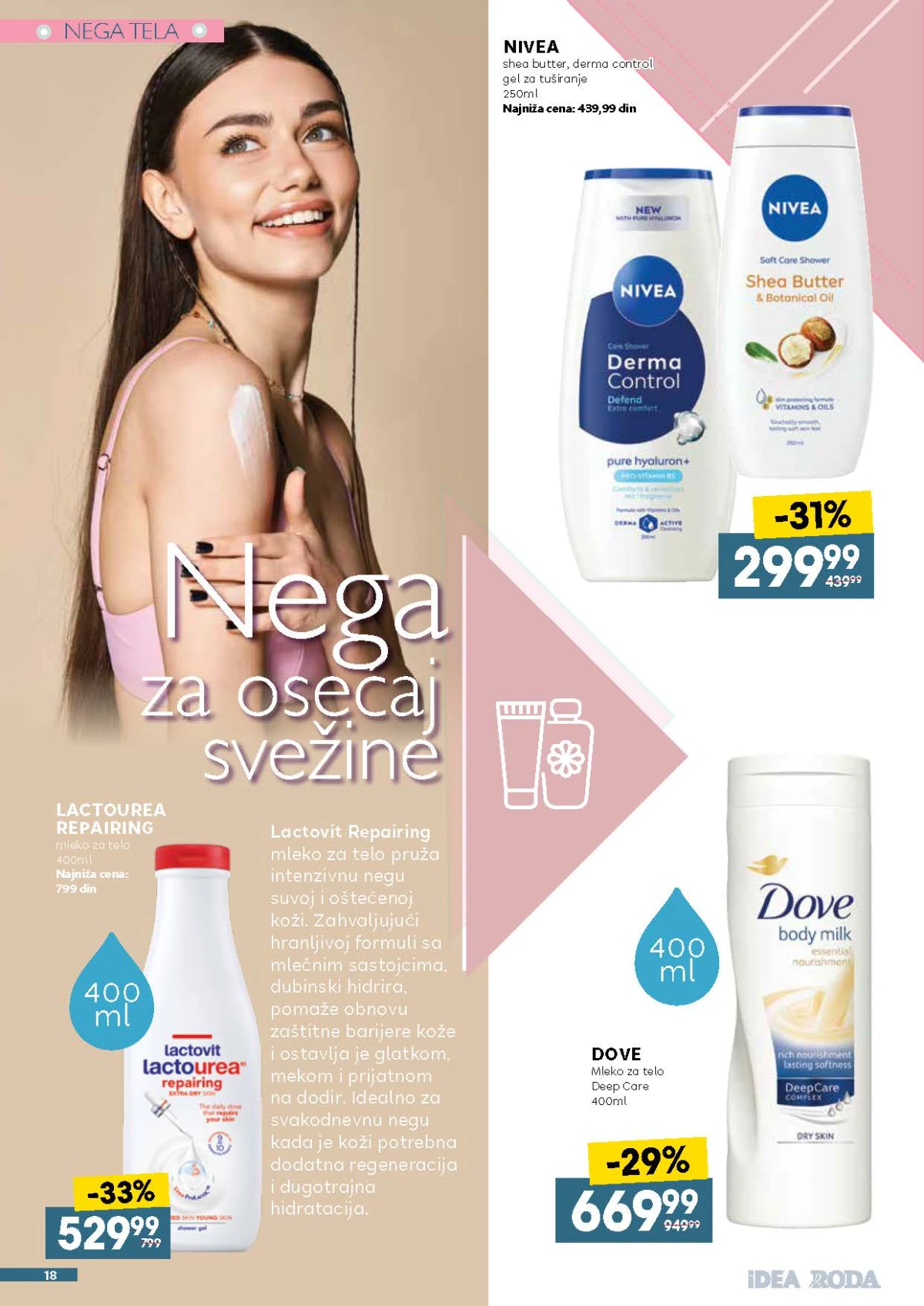 IDEA, Roda i Mercator katalog do 29.08.2026. – Nivea gel za tuširanje, Lactourea i Dove mleko za telo na akciji