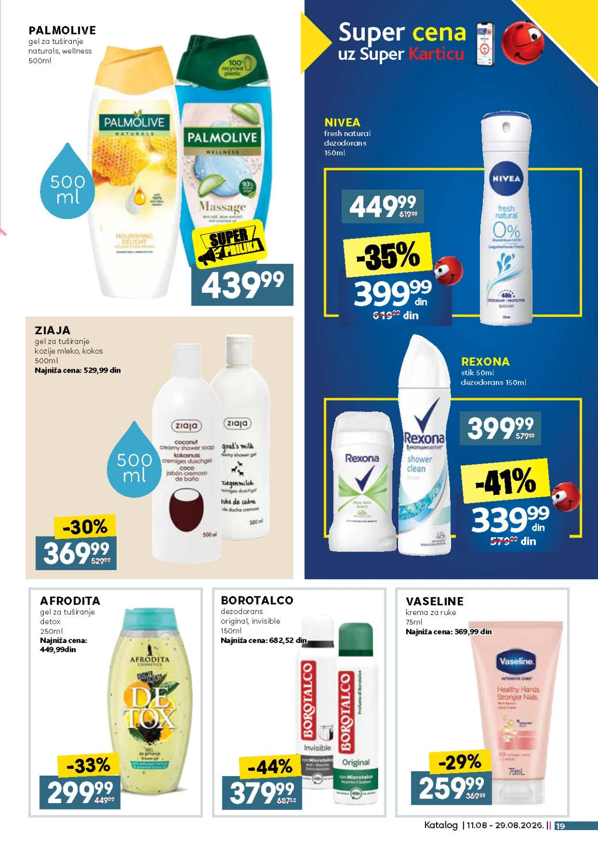 IDEA, Roda i Mercator katalog do 29.08.2026. – Nivea, Rexona, Palmolive, Ziaja, Borotalco i Afrodita proizvodi za negu
