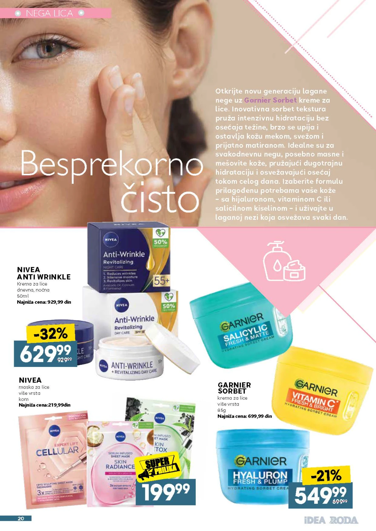 IDEA, Roda i Mercator katalog do 29.08.2026. – Nivea Anti Wrinkle i Garnier Sorbet kreme za lice na akciji