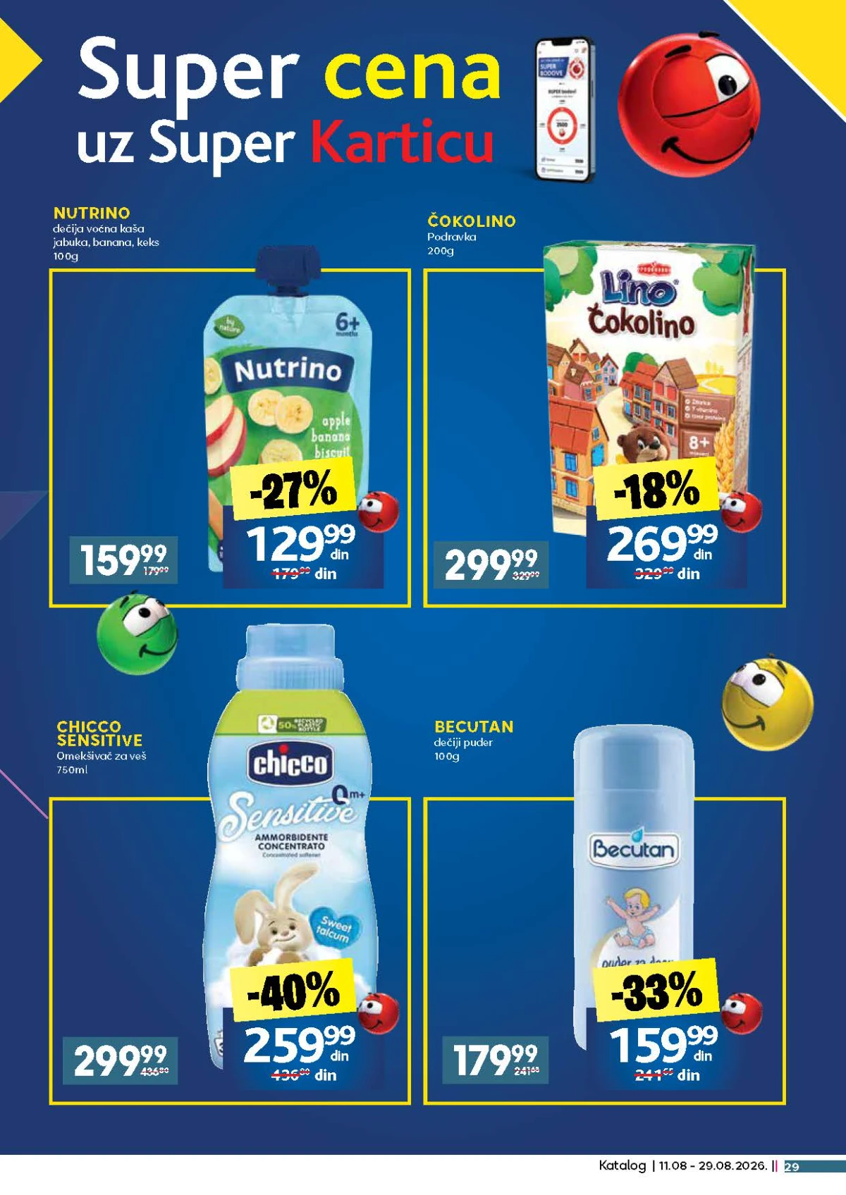 IDEA, Roda i Mercator katalog do 29.08.2026. – Becutan, Chicco, Nutrino i Čokolino proizvodi za decu na akciji