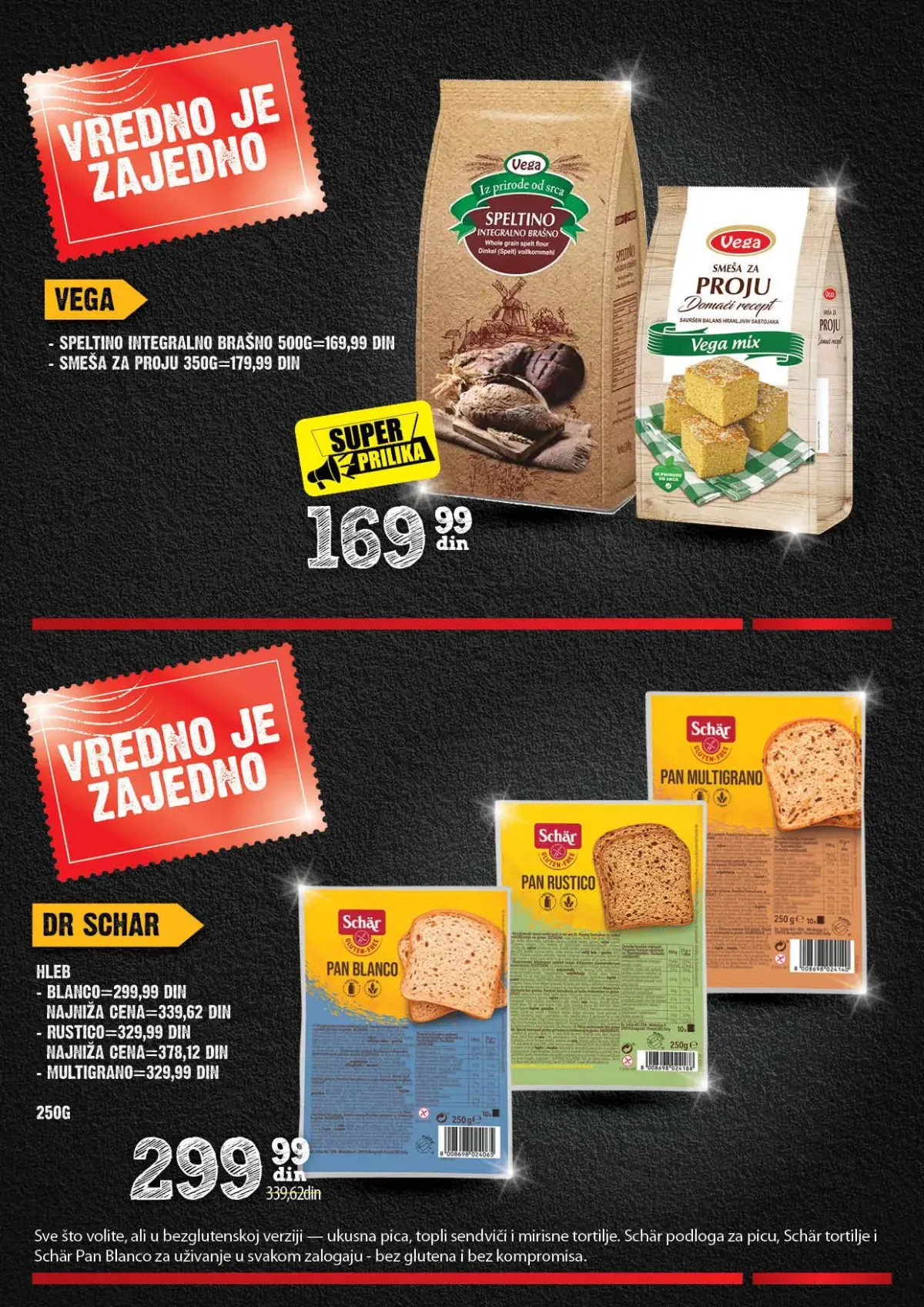Vega brašno i Schar bezglutenski proizvodi