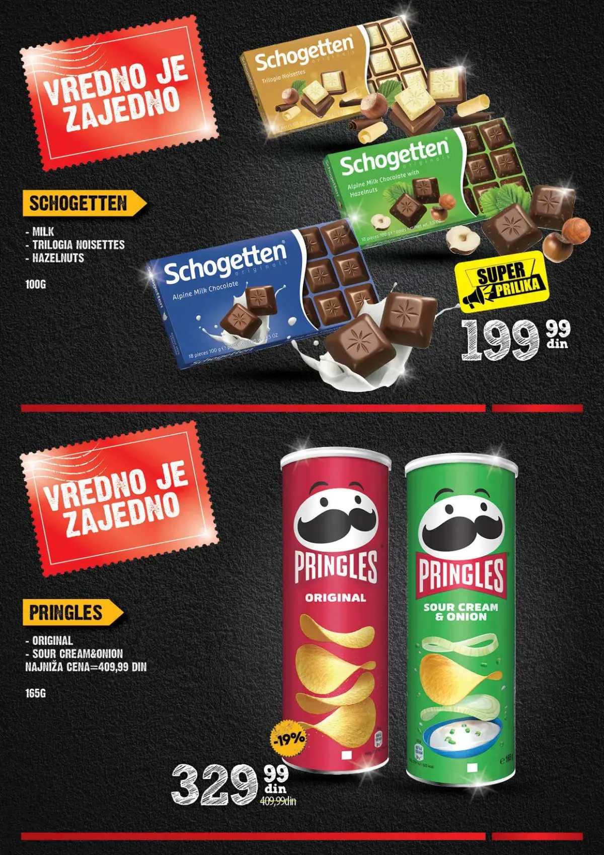 Schogetten čokolade i Pringles čips