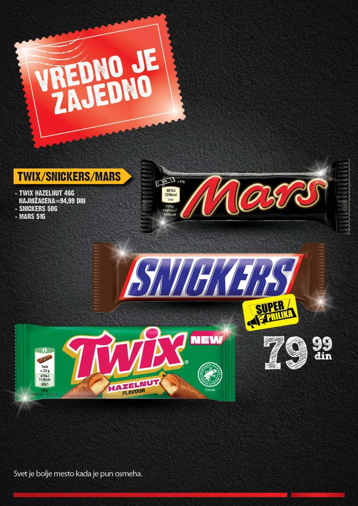 Twix Snickers i Mars čokoladice na akciji