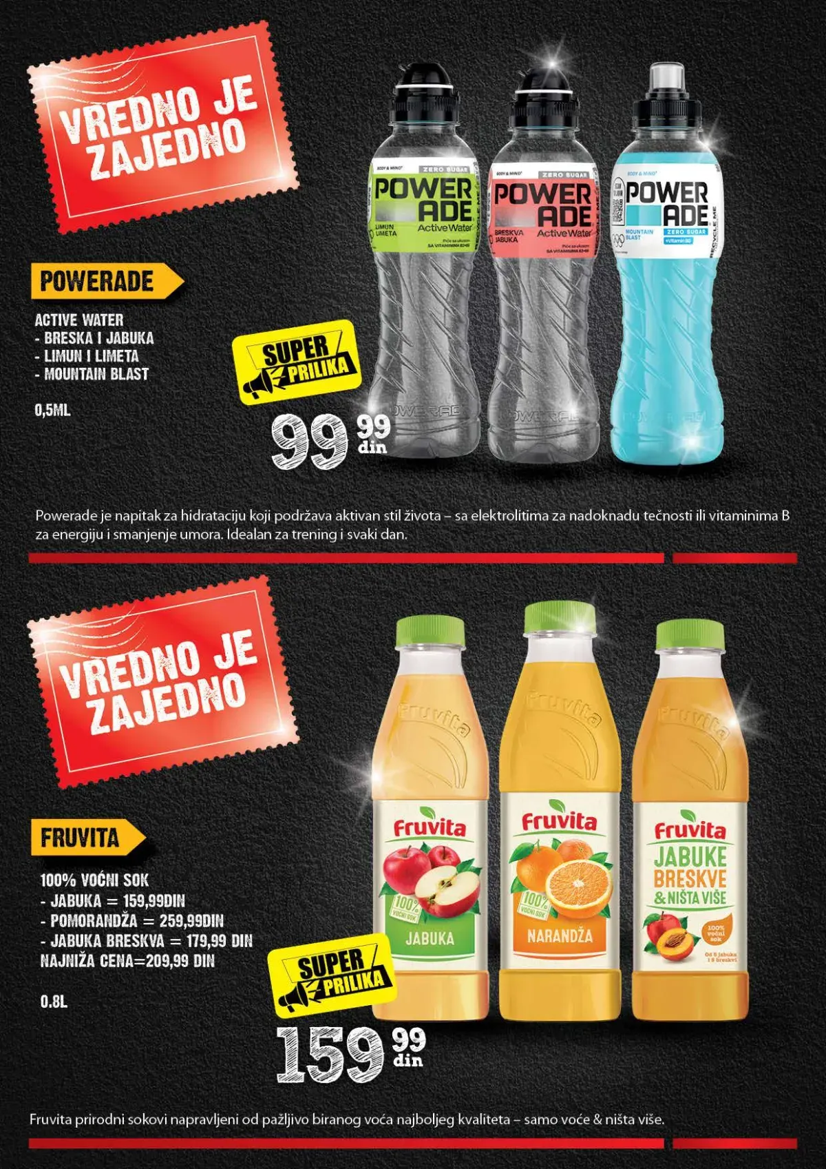 Powerade i Fruvita sokovi na Super prilici
