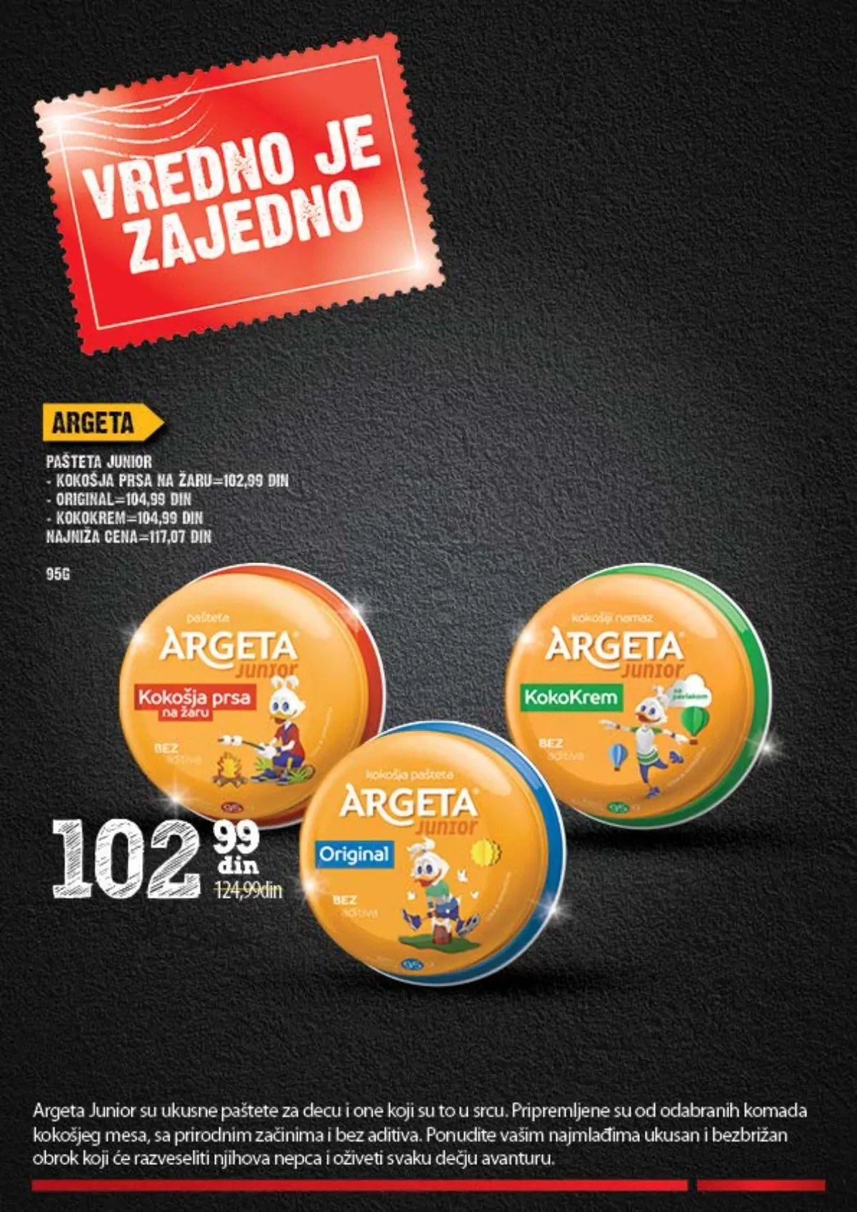 Argeta Junior pašteta u IDEA, Roda i Mercator SUPER prilici