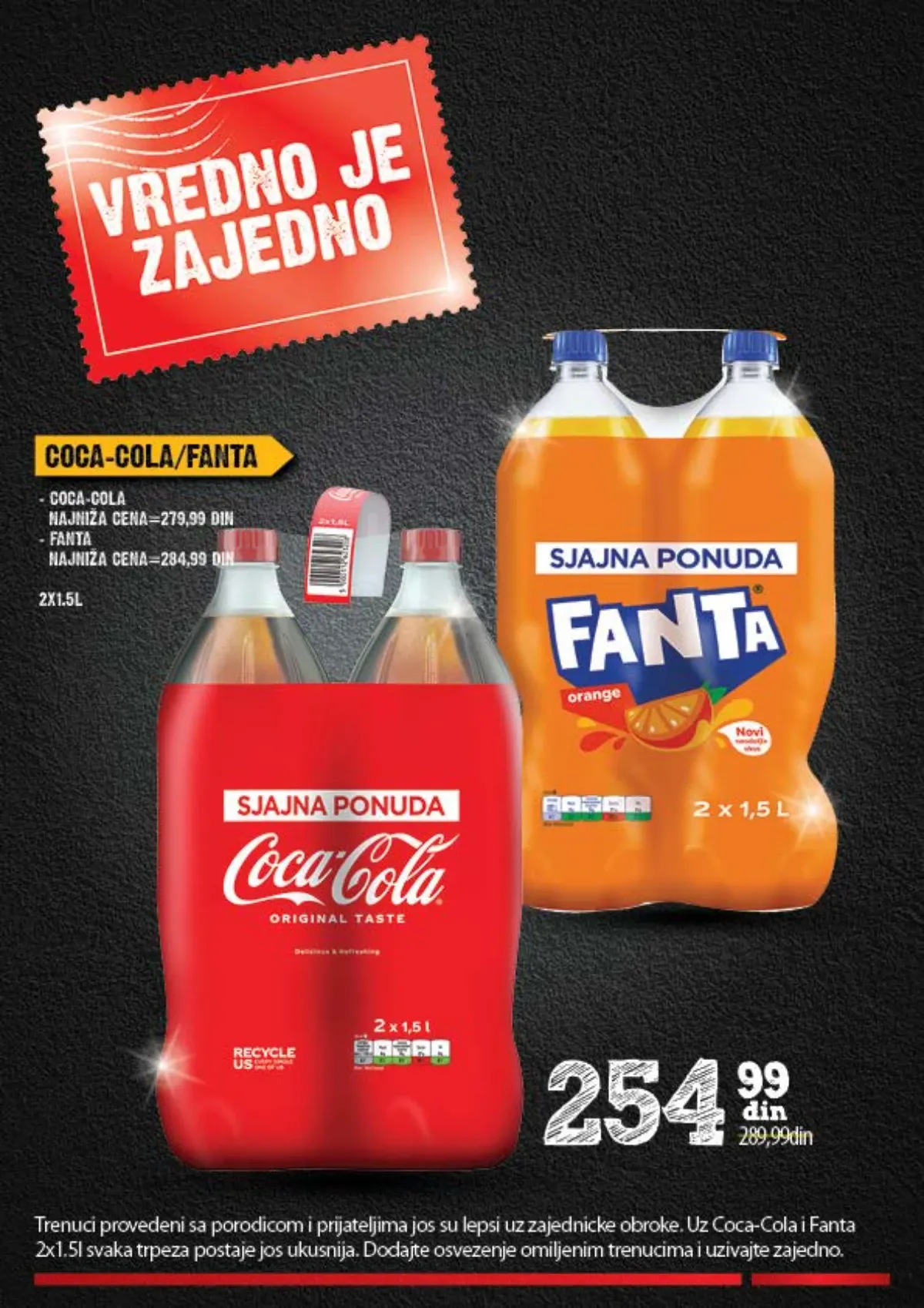 Coca-Cola i Fanta pakovanje 2 x 1,5 l na akciji