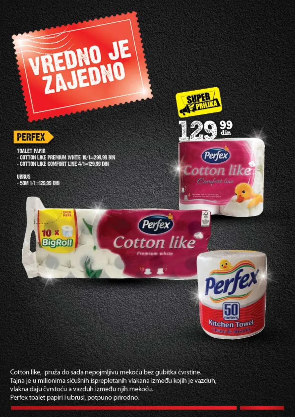Perfex Cotton Like toalet papir i kuhinjski ubrusi na akciji