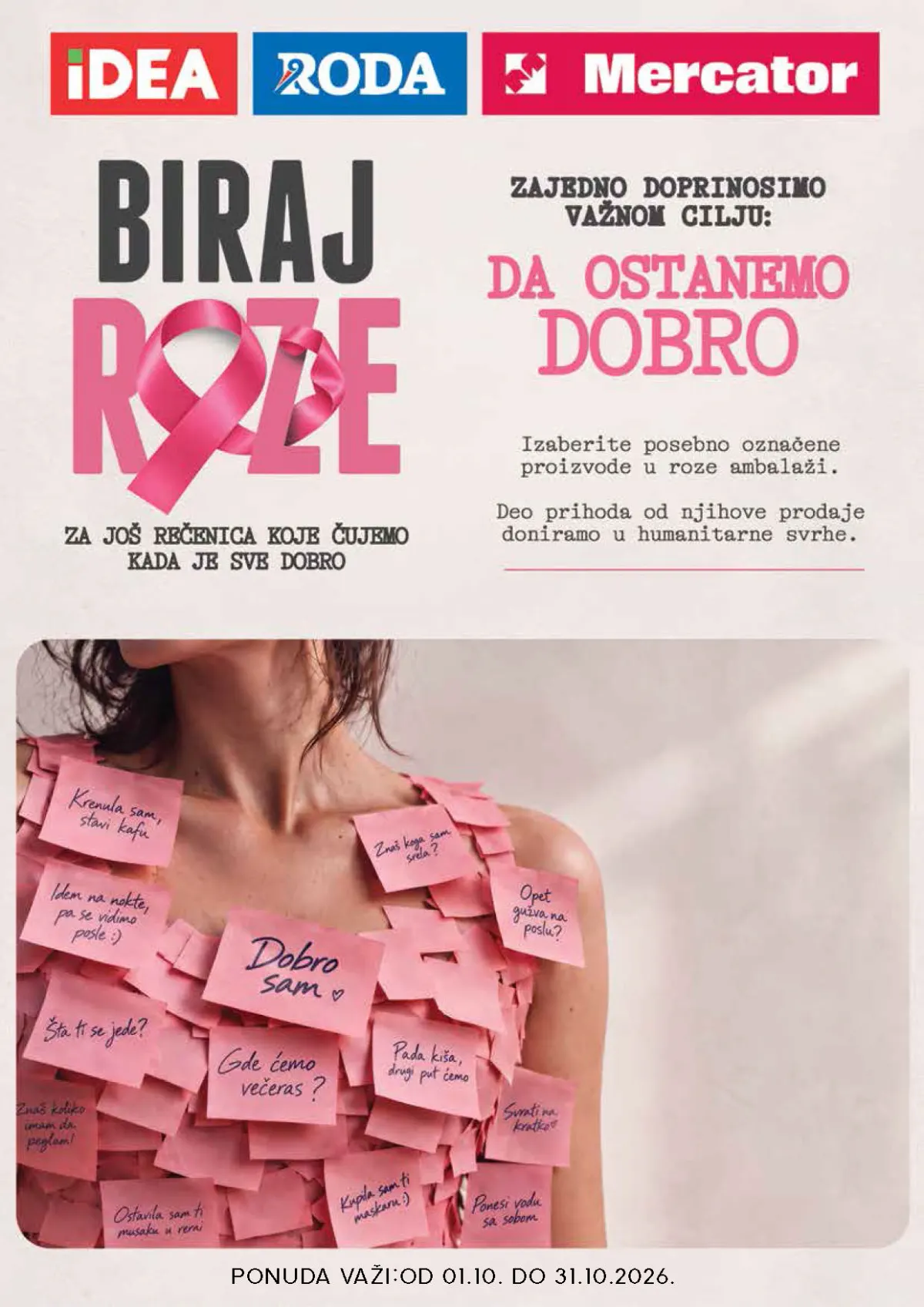 IDEA, Roda i Mercator Biraj roze akcija od 01. do 31.10.2026. – proizvodi u roze ambalaži i humanitarna akcija