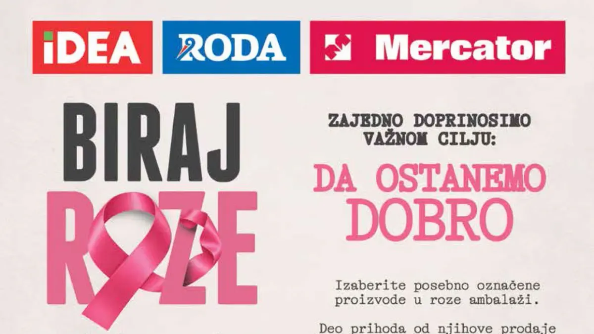 IDEA, Roda i Mercator Biraj roze akcija od 01. do 31.10.2026. – posebno označeni proizvodi u roze ambalaži