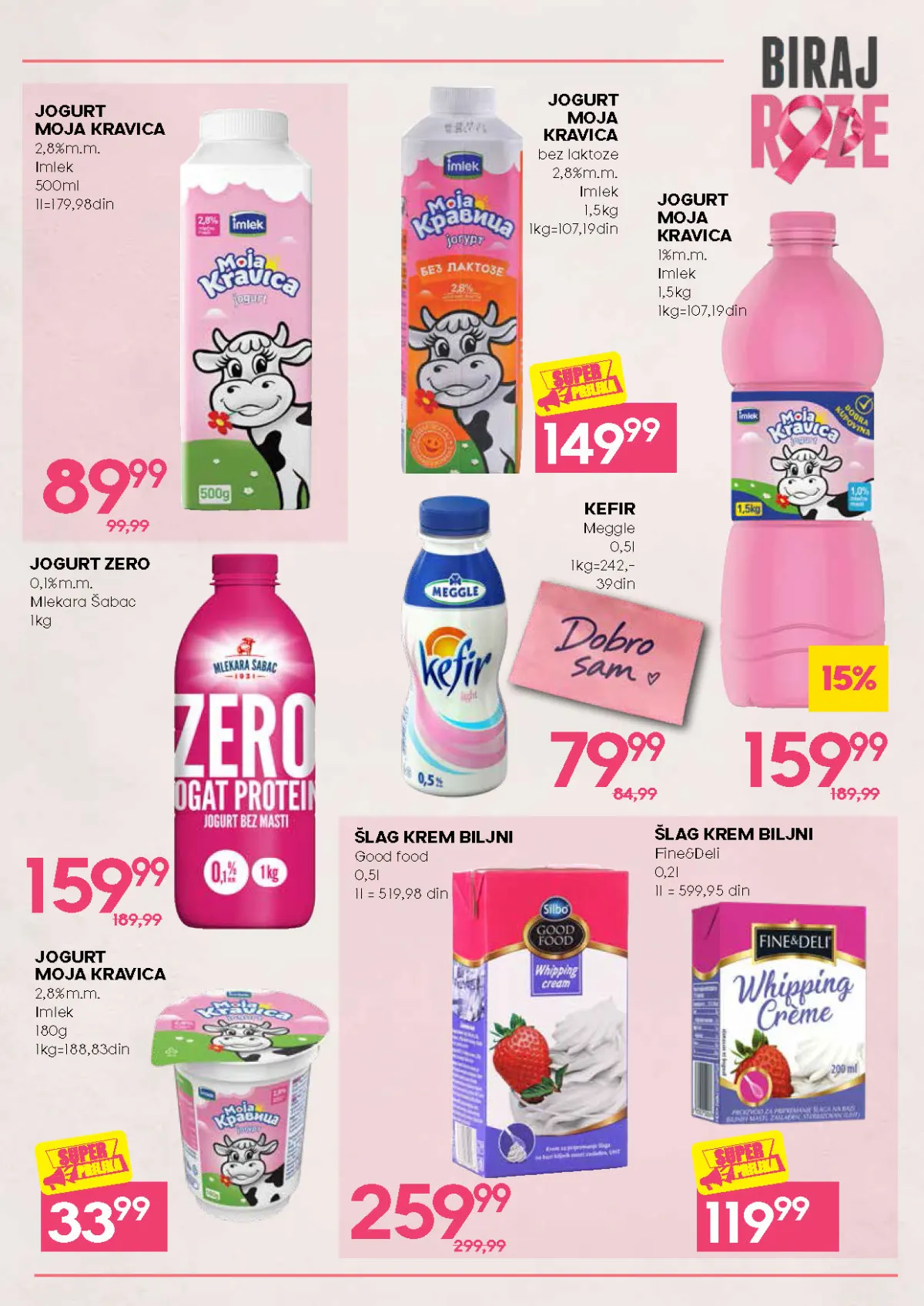Biraj roze akcija – jogurt, kefir i biljni šlag krem