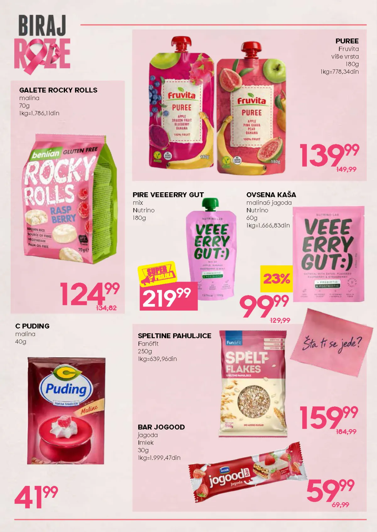 Biraj roze akcija – kaše, pahuljice, puding i voćni proizvodi