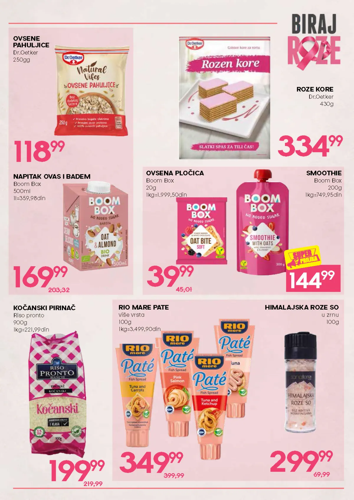 Biraj roze akcija – ovsene pahuljice, napici, pirinač i Rio Mare pašteta