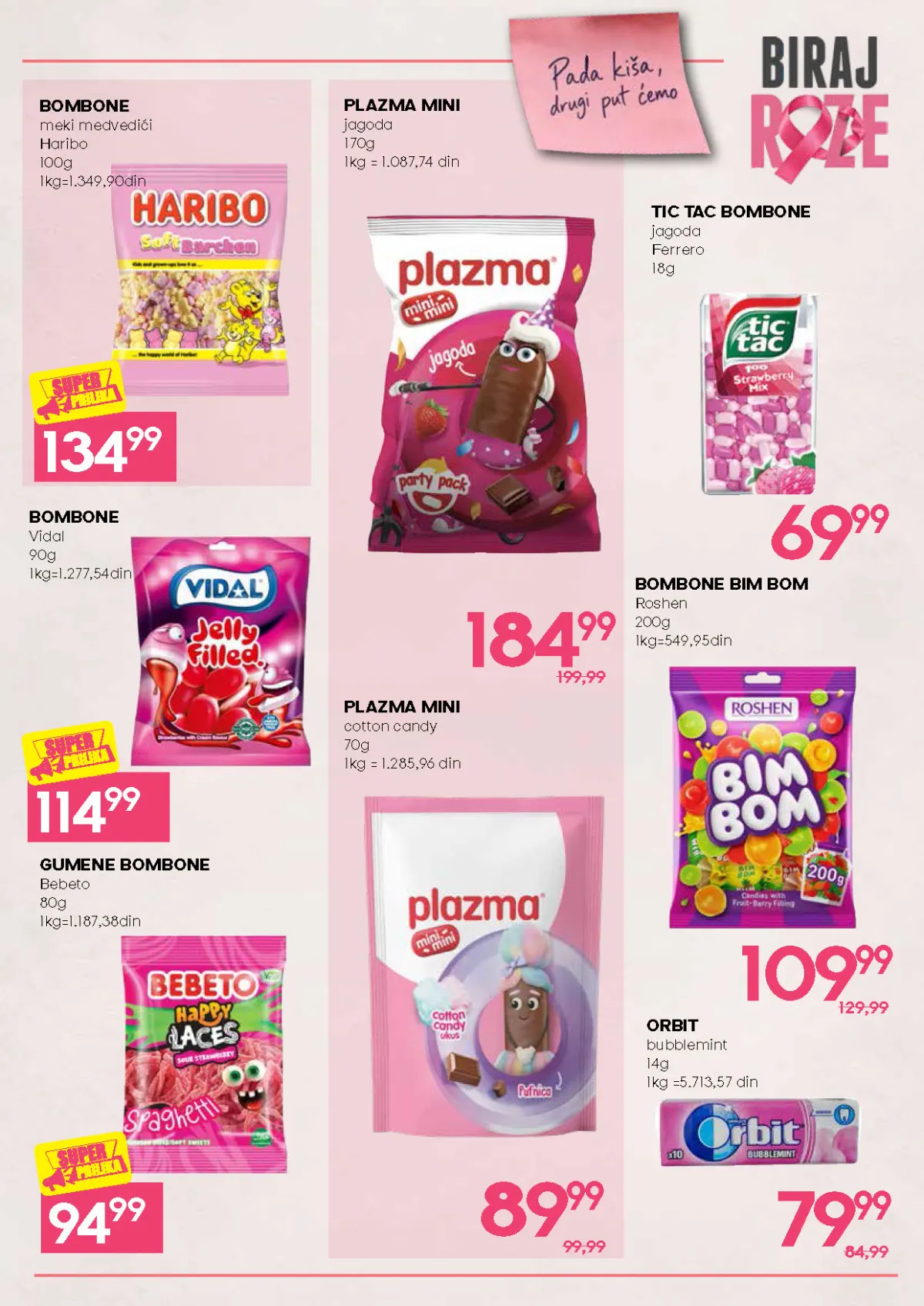 Biraj roze akcija – Haribo, Plazma Mini, bombone i Orbit
