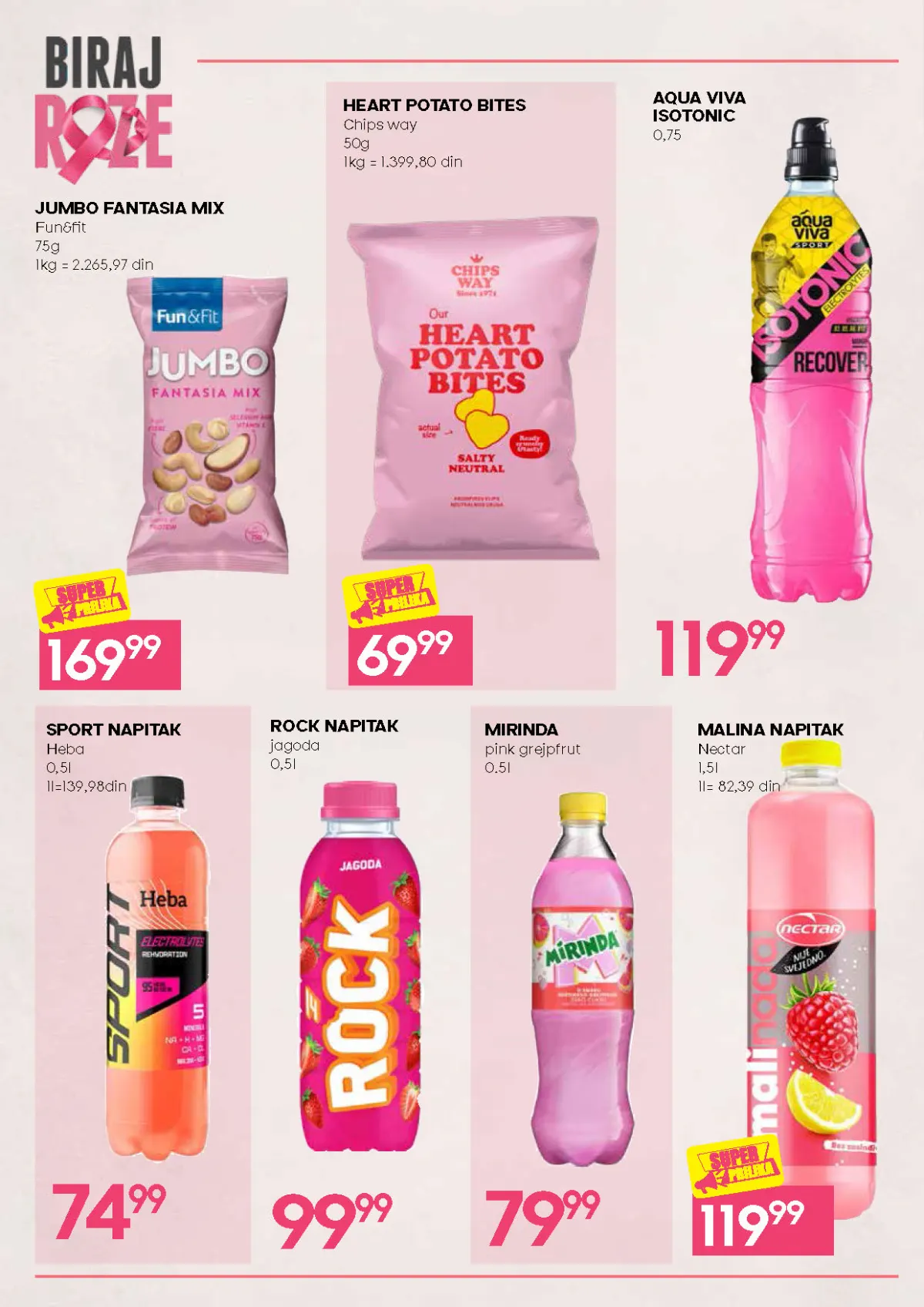 Biraj roze akcija – grickalice, sportski napici i sokovi
