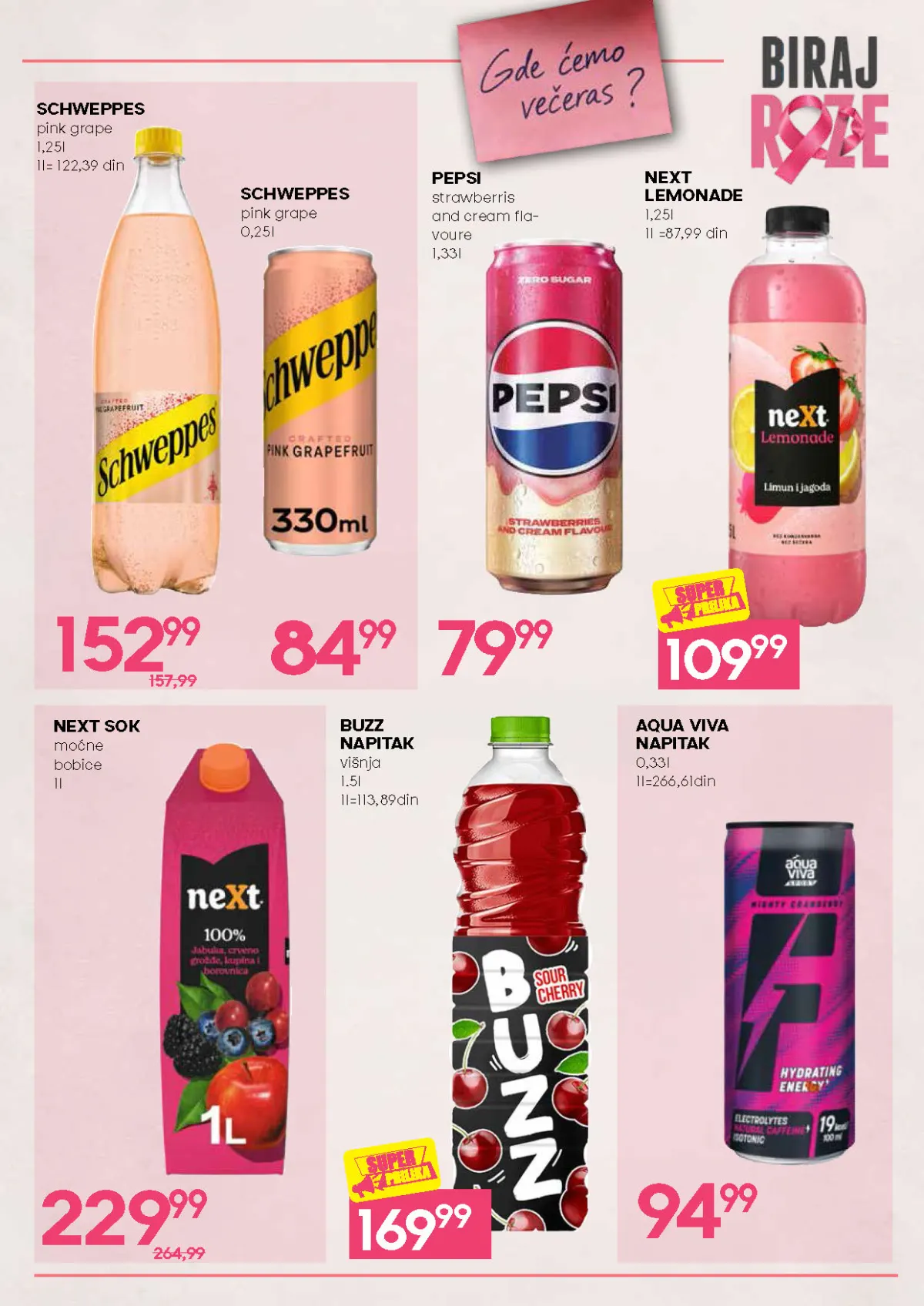 Biraj roze akcija – Schweppes, Pepsi, Next i Aqua Viva