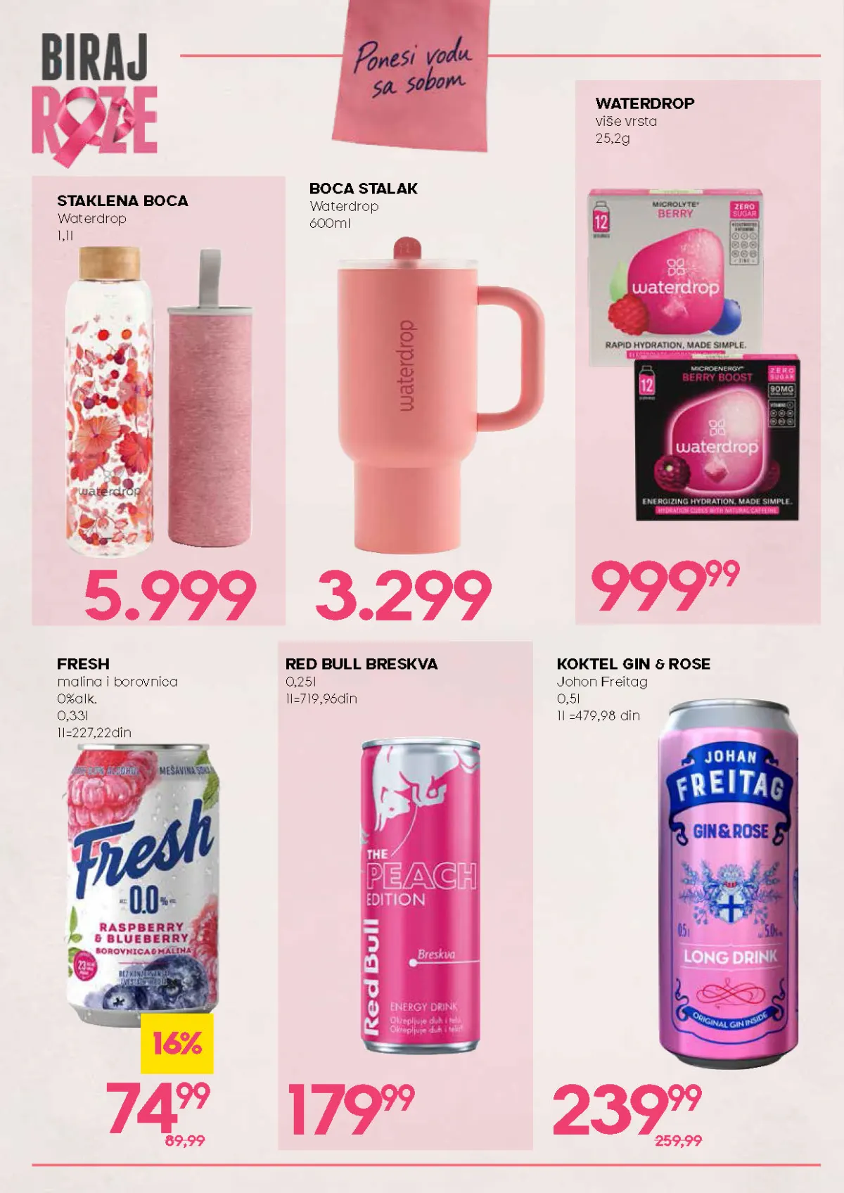 Biraj roze akcija – Waterdrop, Red Bull i bezalkoholni napici