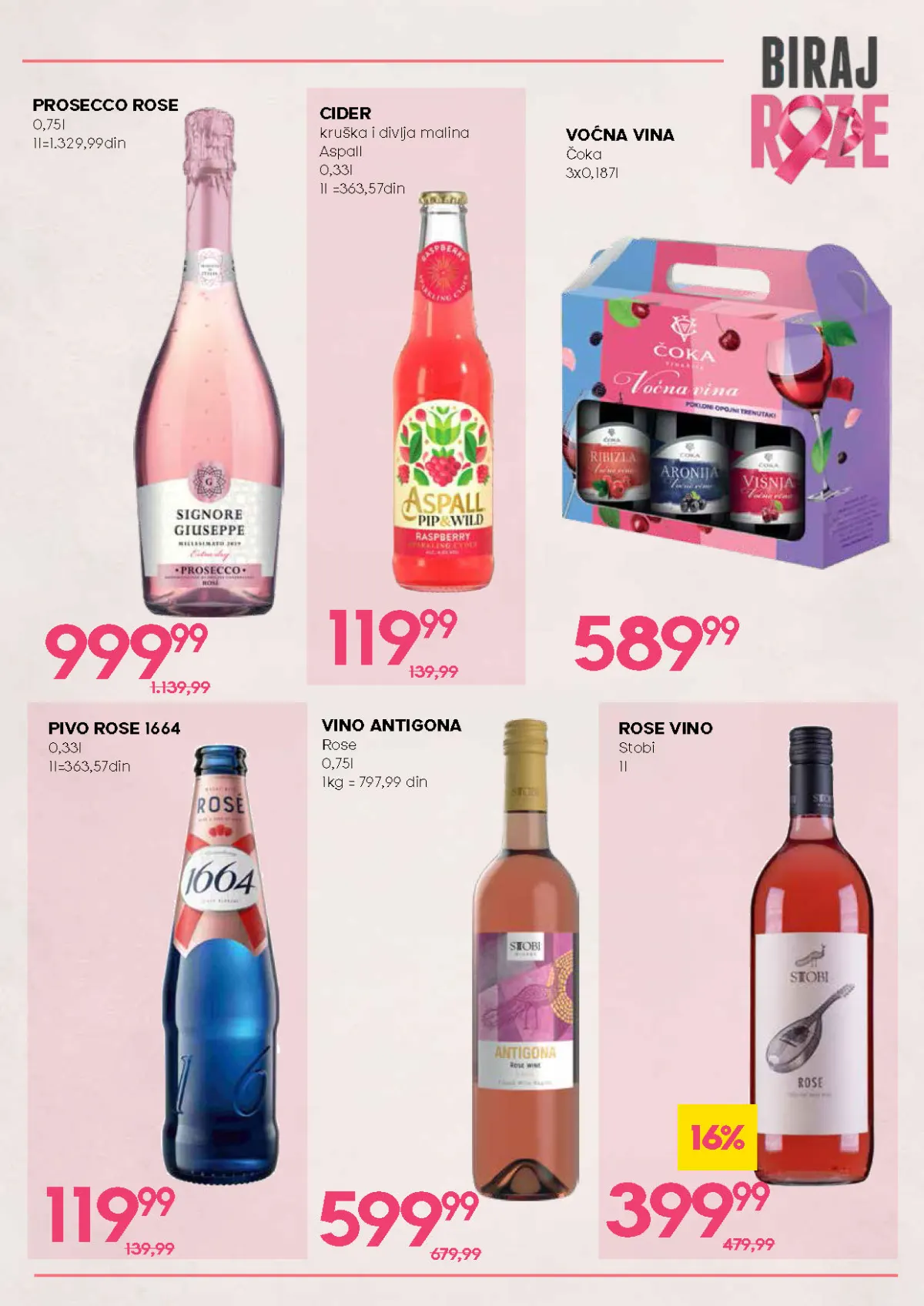 Biraj roze akcija – roze vina, cider, prosecco i pivo