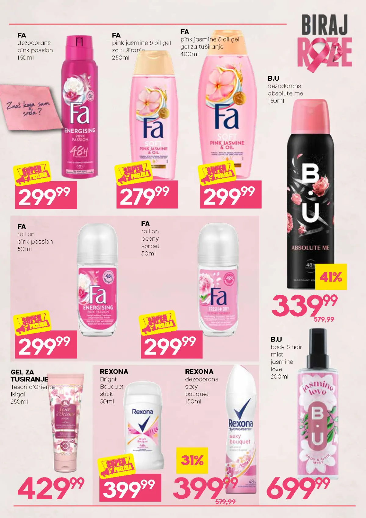 Biraj roze akcija – Fa, Rexona, BU i Tesori d'Oriente