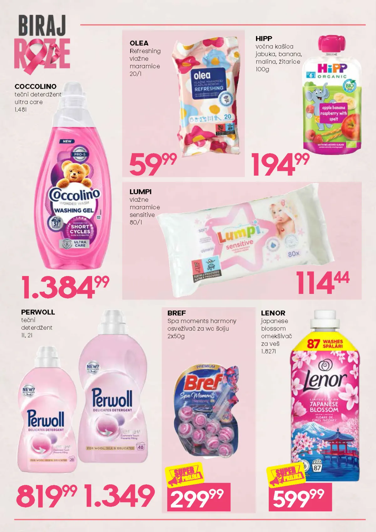 Biraj roze akcija – Perwoll, Lenor, Coccolino, Bref i Hipp