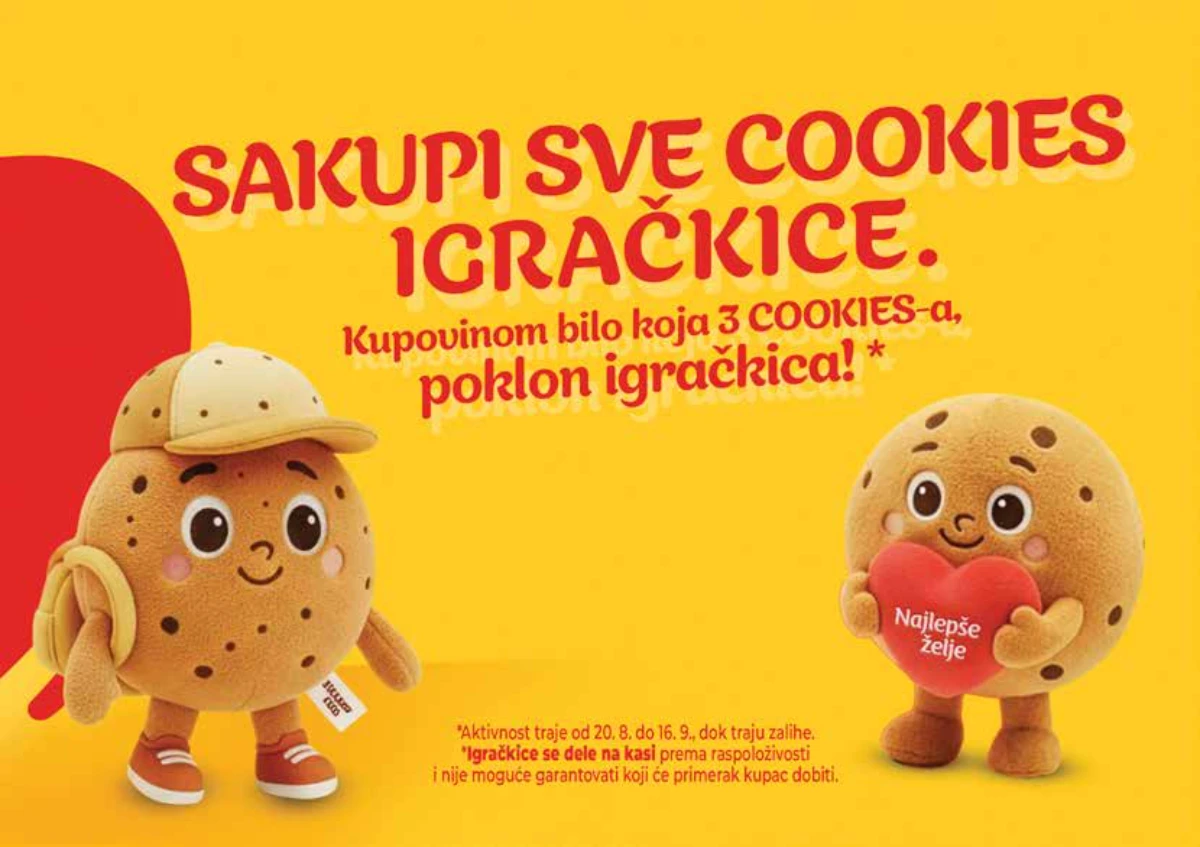 Akcija Najlepše želje Cookies – uz kupovinu tri pakovanja na poklon igračka dok traju zalihe