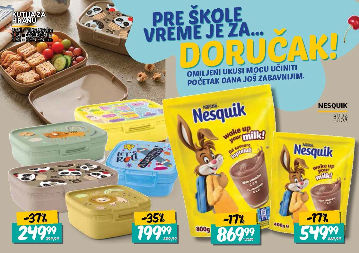 Kutije za hranu uz popuste do 37% i Nesquik pakovanja od 400 g i 800 g na akciji