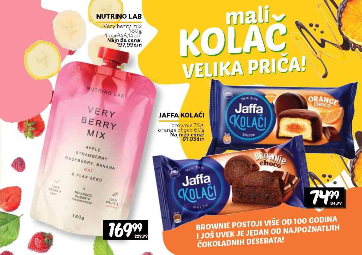 Nutrino Lab Very Berry Mix i Jaffa kolači Brownie i Orange Choco u ponudi do 16.09.2026.