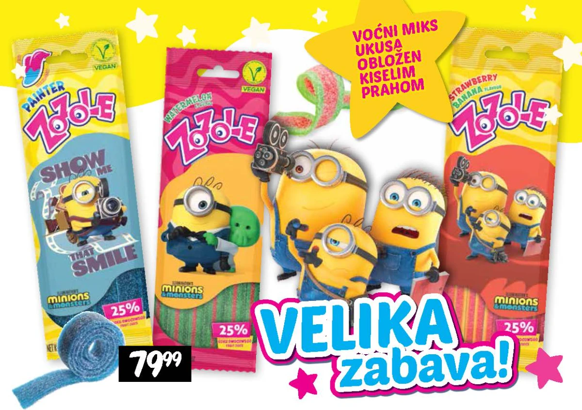 Zozole kisele bombone i voćne trake sa Minions motivima uz sniženje od 25%