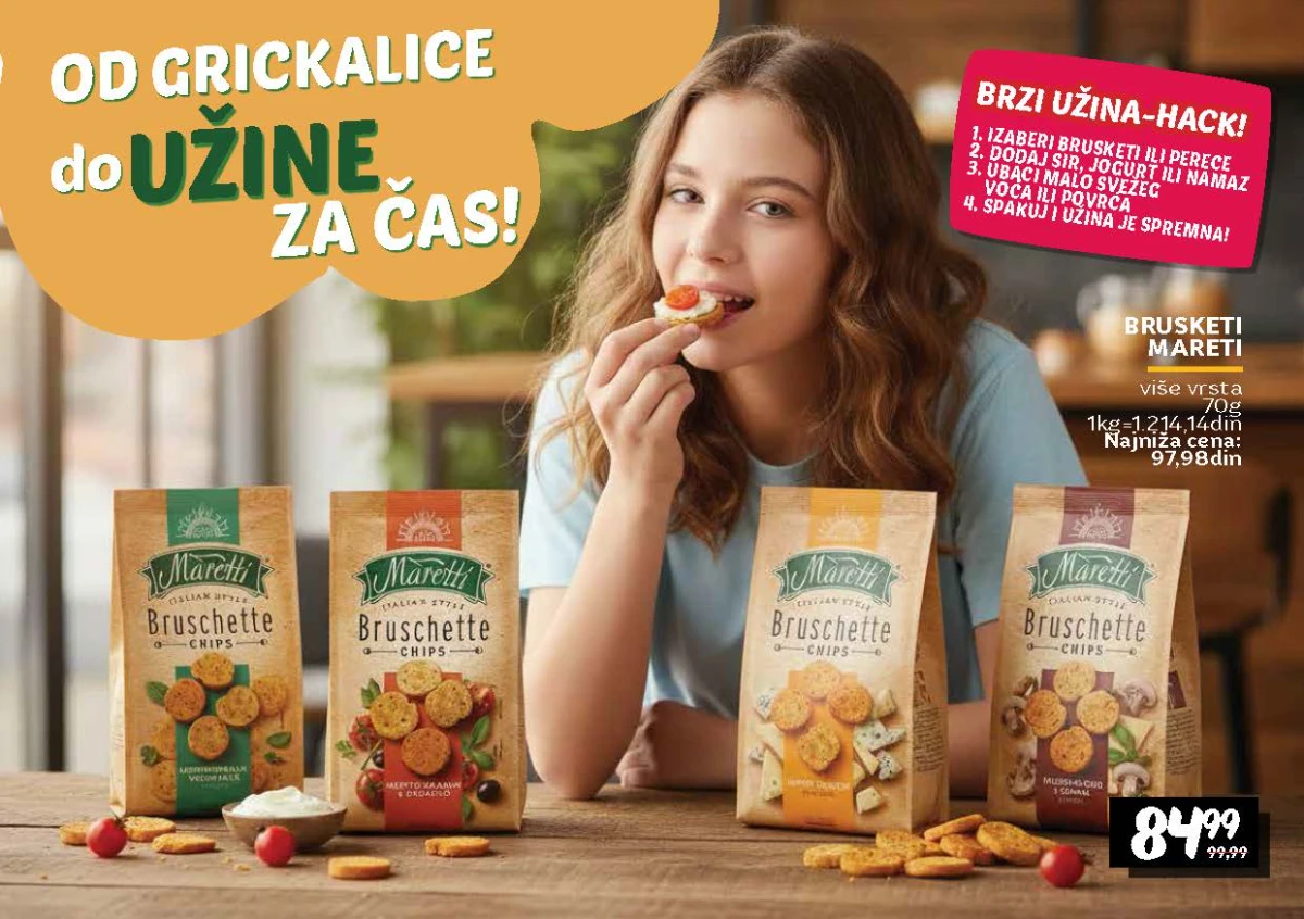 Maretti Bruschette u više ukusa po akcijskoj ceni u IDEA, Roda i Mercator prodavnicama