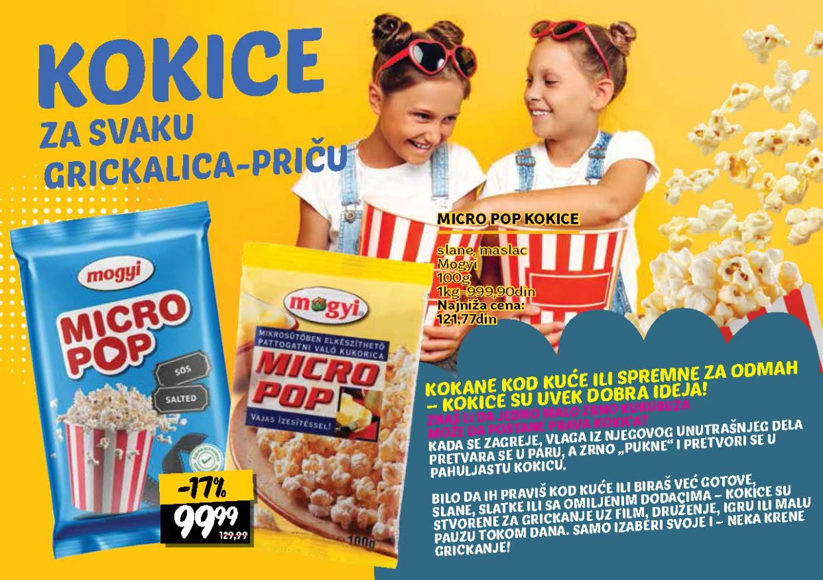 Mogyi Micro Pop kokice sa solju i ukusom maslaca uz 17% popusta u katalogu do 16.09.2026.