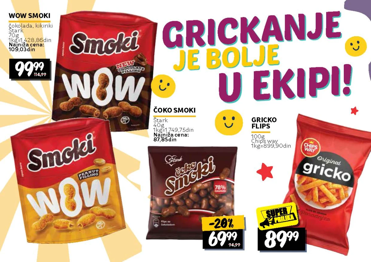 Štark WOW Smoki sa čokoladom i kikirikijem i Čoko Smoki uz popust u katalogu do 16.09.2026.