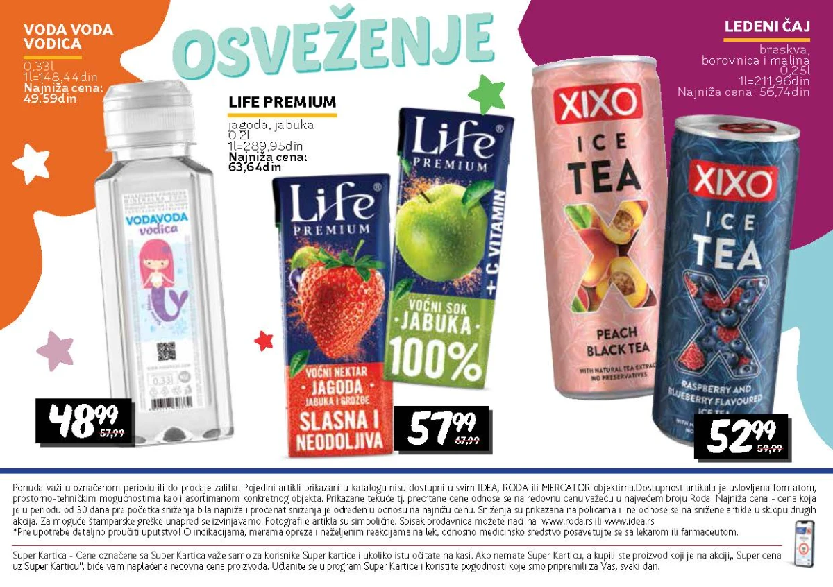 Voda Voda Vodica, Life Premium voćni napici i Xixo ledeni čaj u katalogu do 16.09.2026.