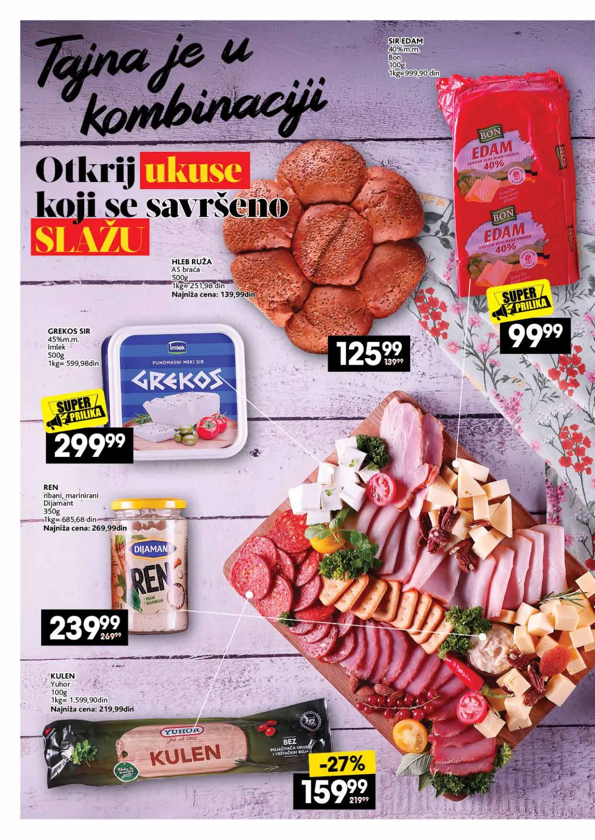 IDEA, Roda i Mercator katalog 26.10–22.11.2026, strana 4 – Sir, pecivo i suhomesnati proizvodi