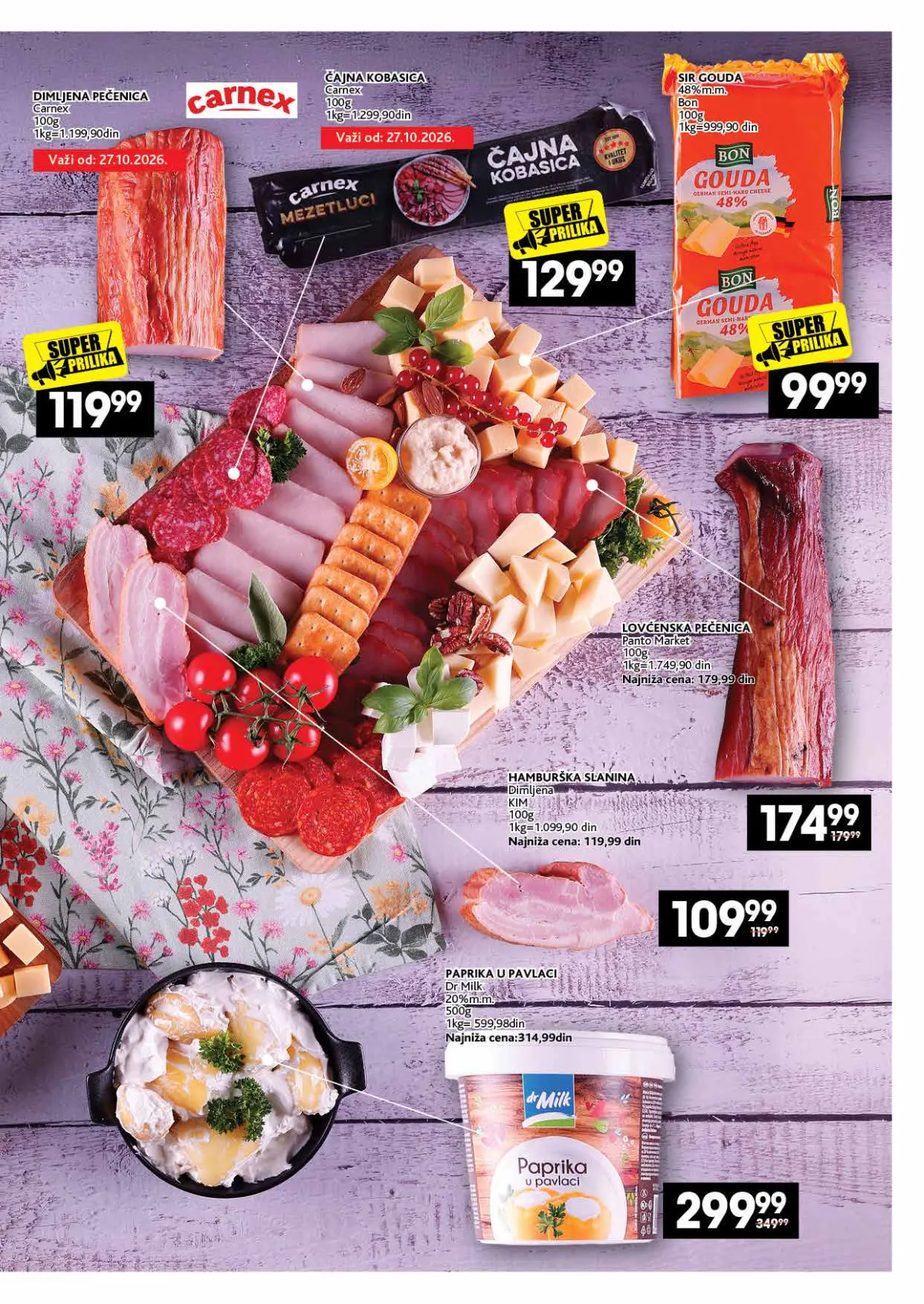 IDEA, Roda i Mercator katalog 26.10–22.11.2026, strana 5 – Carnex proizvodi i sirevi