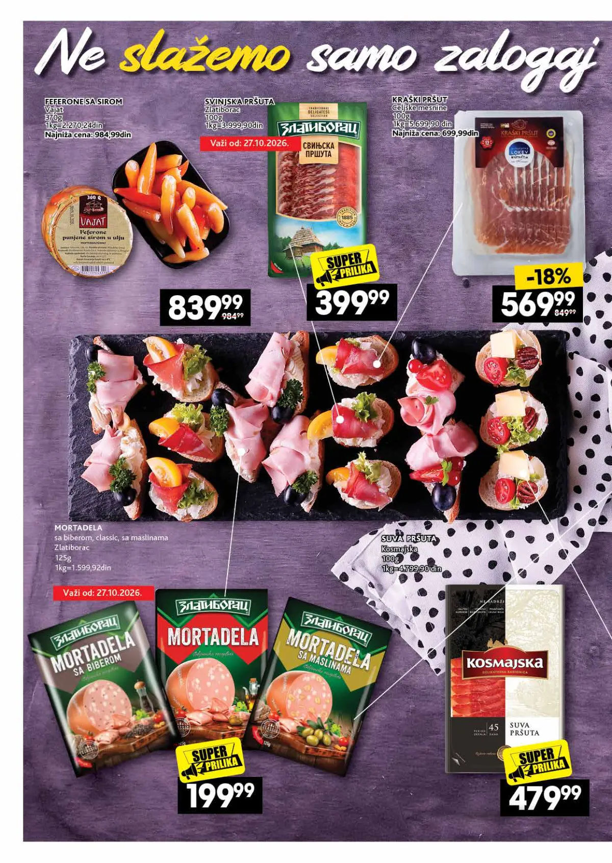 IDEA, Roda i Mercator katalog 26.10–22.11.2026, strana 10 – Mortadela, pečenica i pršuta