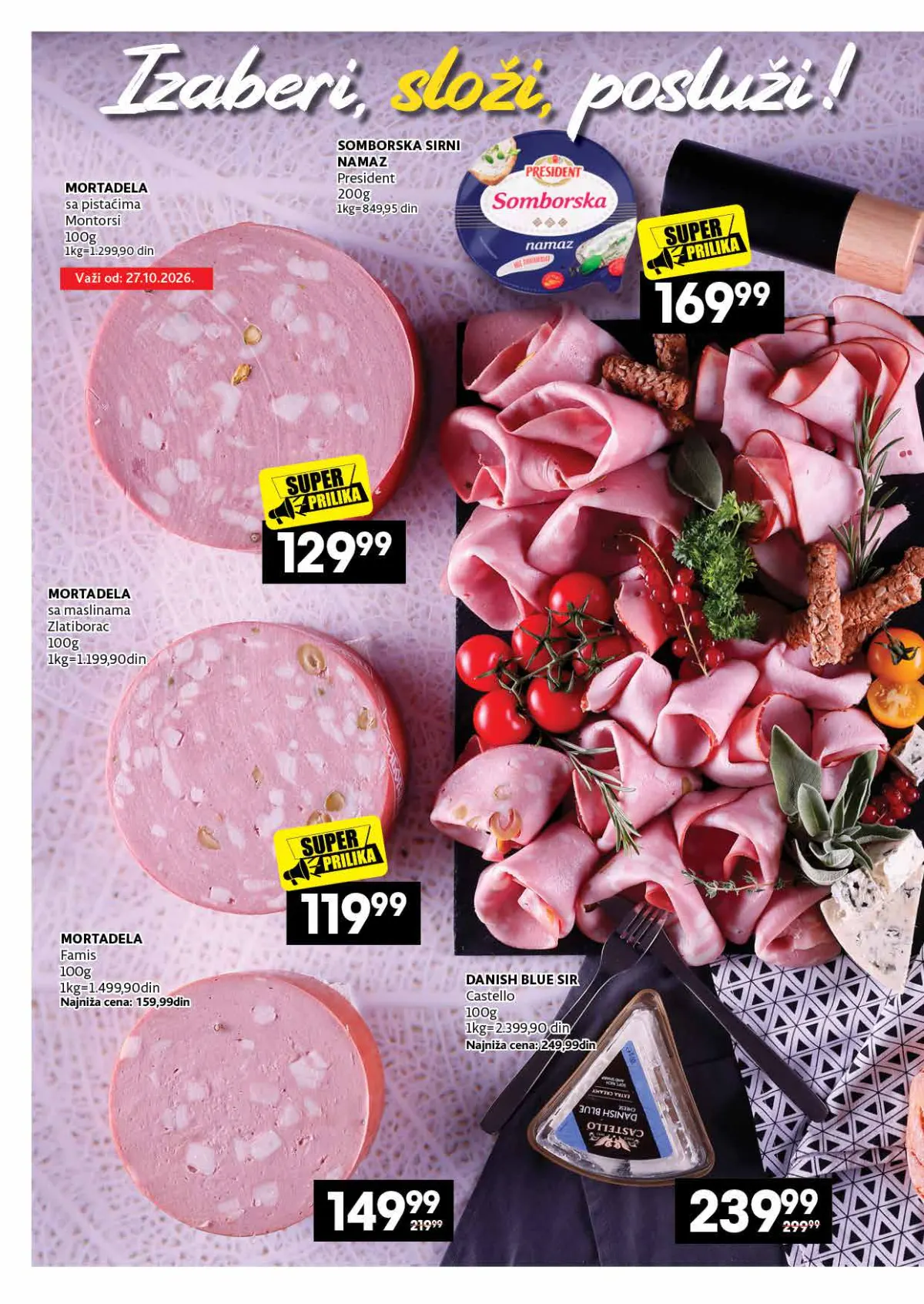 IDEA, Roda i Mercator katalog 26.10–22.11.2026, strana 12 – Mortadela i šomborska šunka