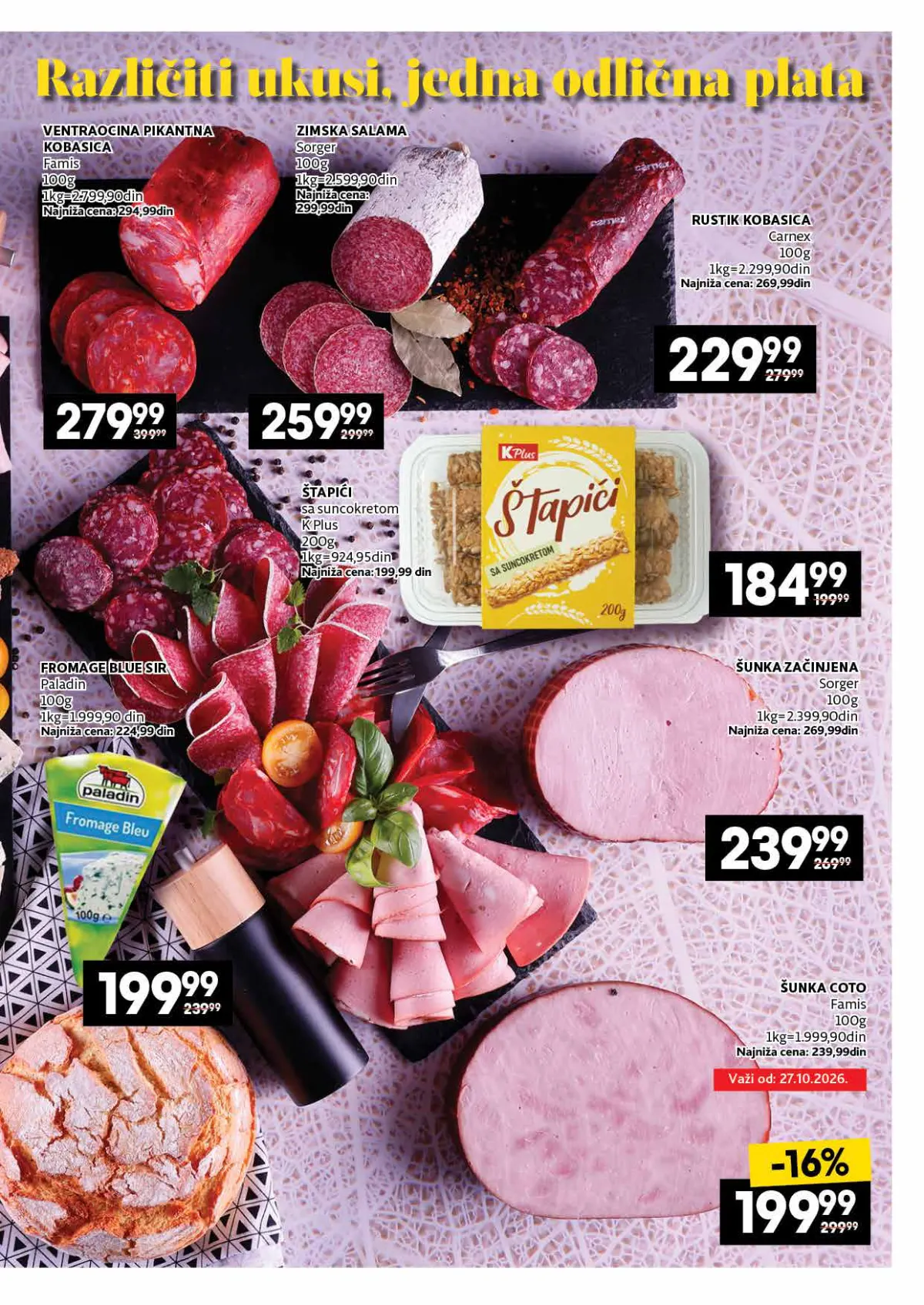 IDEA, Roda i Mercator katalog 26.10–22.11.2026, strana 13 – Kobasice, šunka i delikatesi