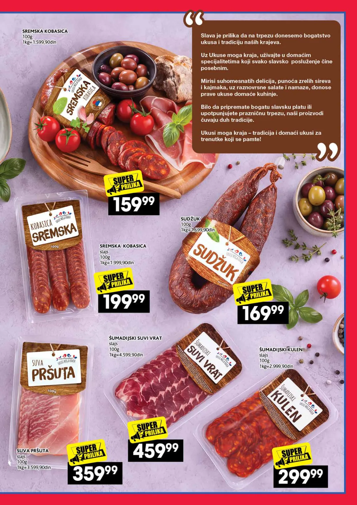 IDEA, Roda i Mercator katalog 26.10–22.11.2026, strana 17 – Ukusi moga kraja – kobasica i pršuta