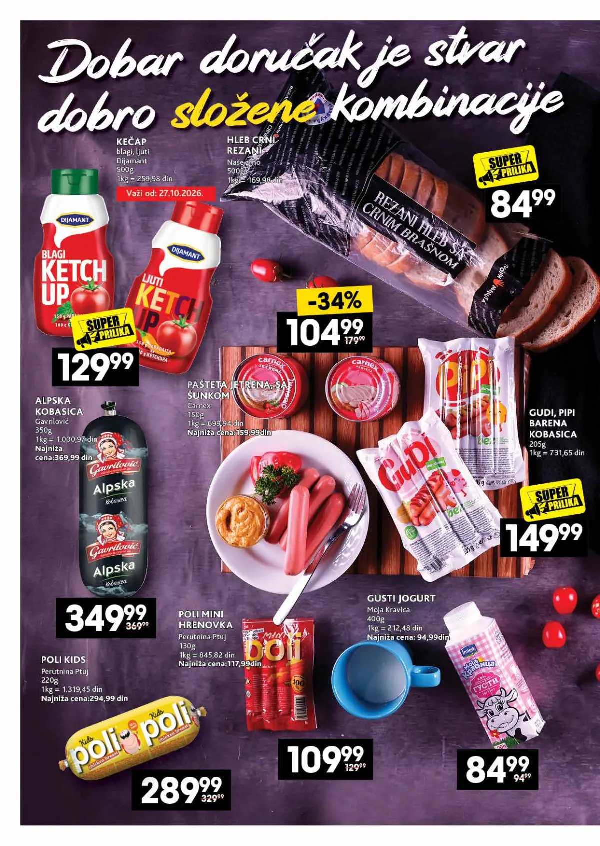 IDEA, Roda i Mercator katalog 26.10–22.11.2026, strana 22 – Doručak – kobasice, hleb i namazi