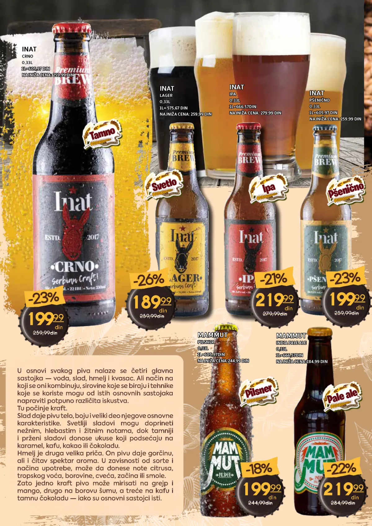 Inat crno, lager, IPA i pšenično pivo, uz Mammut pilsner i India Pale Ale