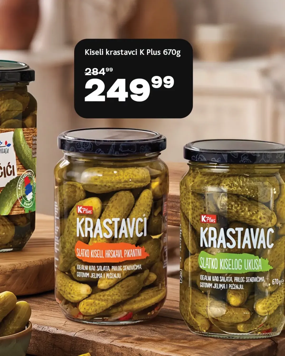 K Plus kiseli krastavci 670 g po akcijskoj ceni od 249,99 dinara
