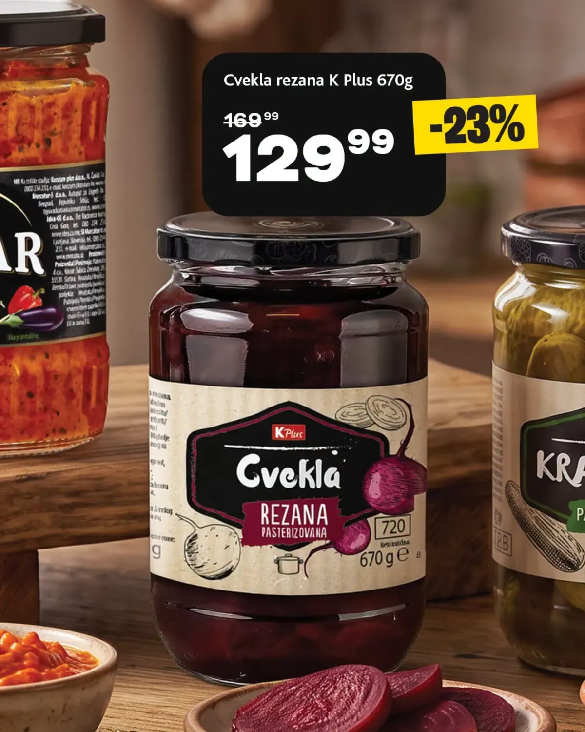 K Plus rezana cvekla 670 g snižena sa 169,99 na 129,99 dinara