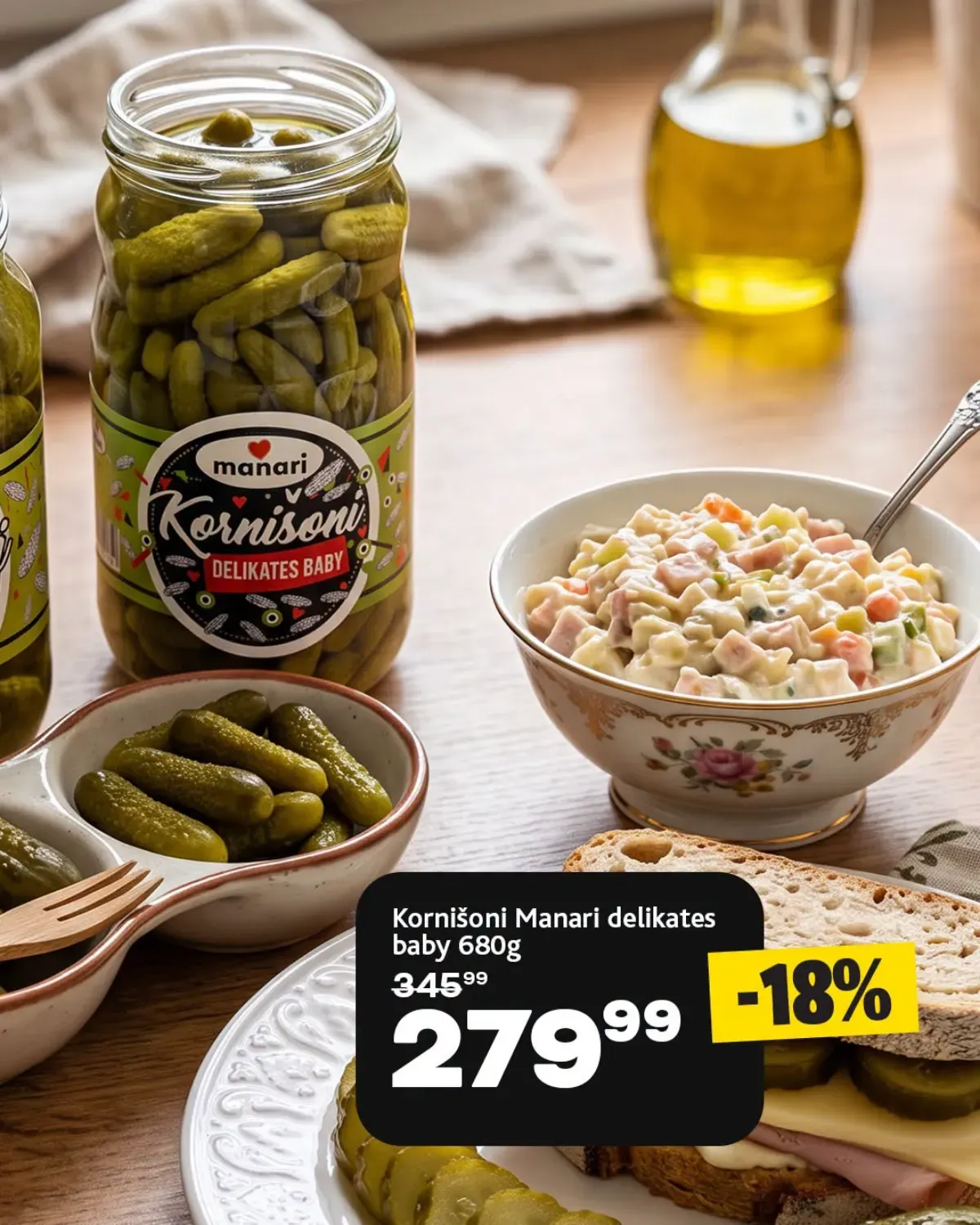 Manari Delikates Baby kornišoni 680 g sniženi sa 345,99 na 279,99 dinara