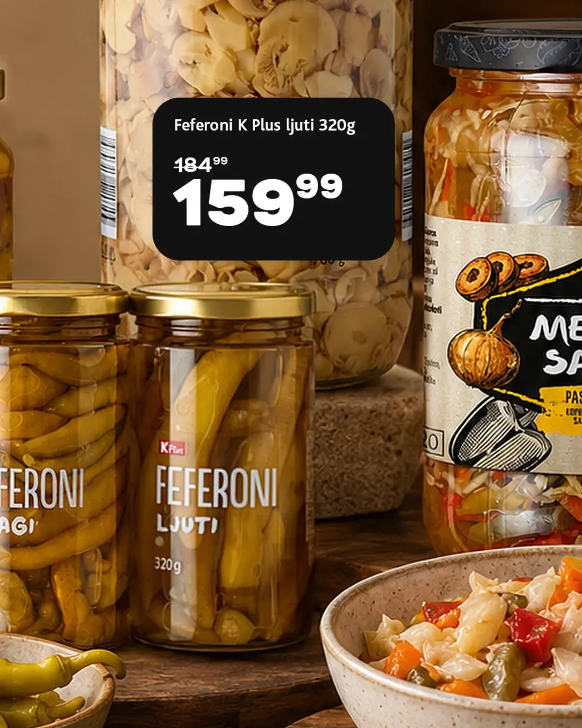 K Plus ljuti feferoni 320 g po akcijskoj ceni od 159,99 dinara