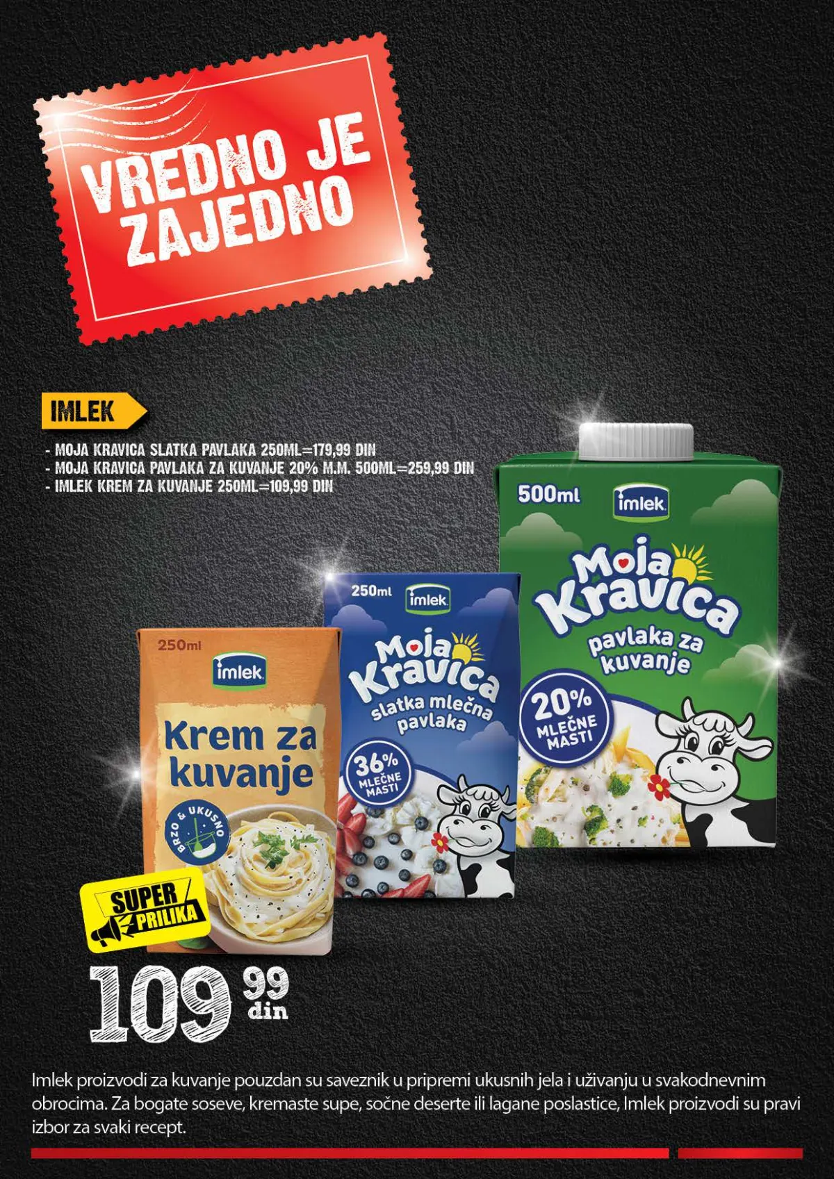 IDEA, Roda i Mercator Vredno je zajedno 26.10–22.11.2026. – strana 3 od 44: Imlek Moja Kravica pavlaka i krem za kuvanje