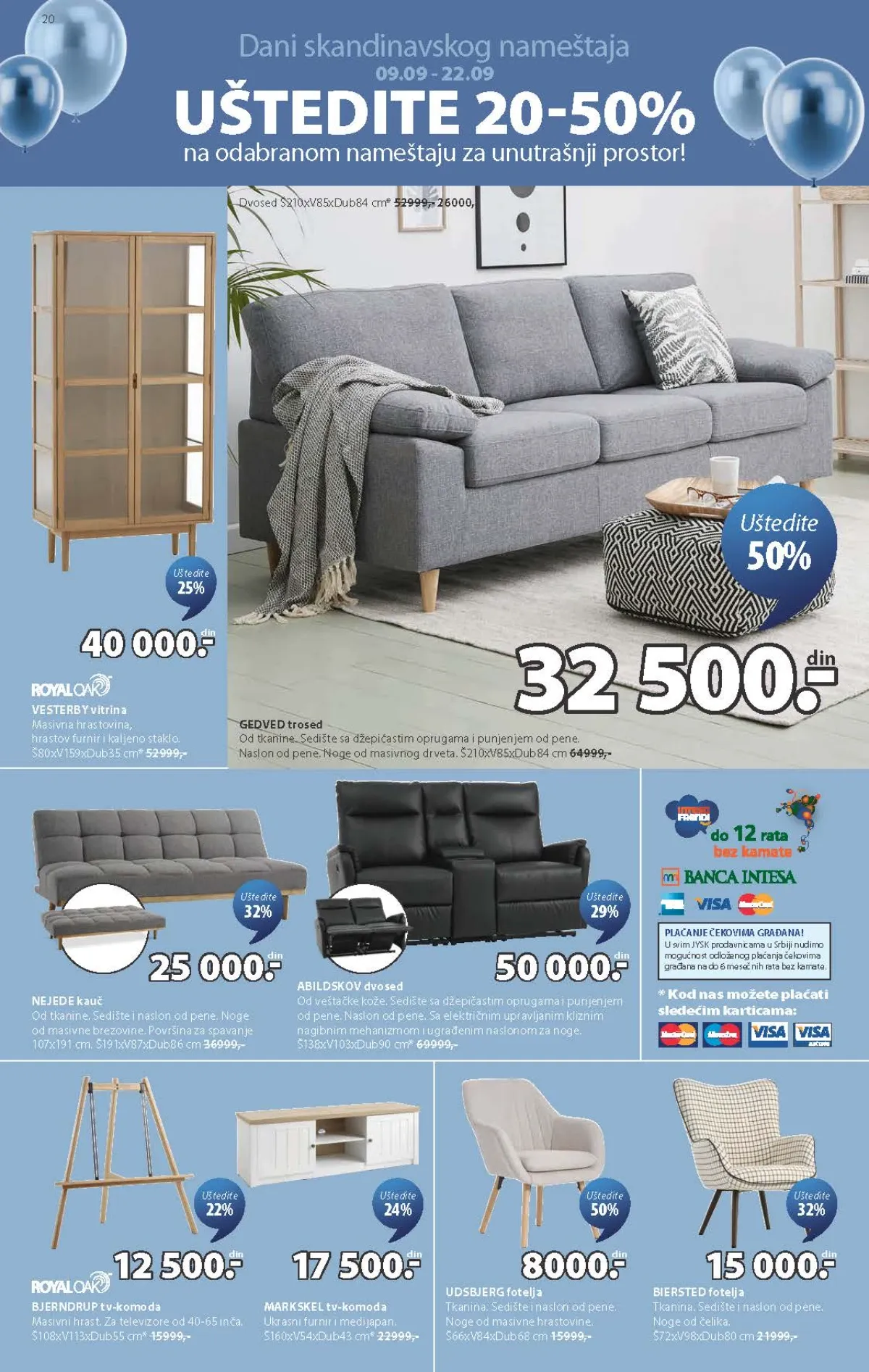 JYSK sofe i nameštaj za dnevnu sobu – strana 20 JYSK katalog – sofe, fotelje, vitrine i TV komode