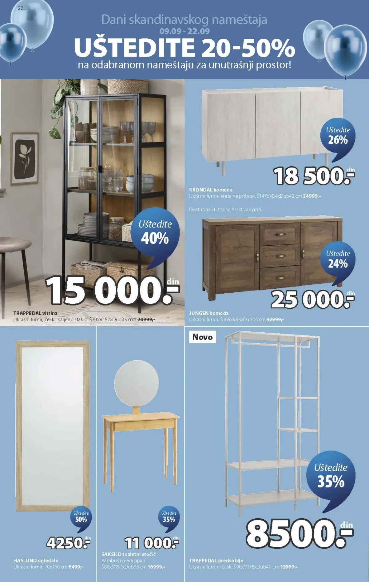 JYSK komode i vitrine – strana 22 JYSK katalog – komode, vitrine i nameštaj za predsoblje