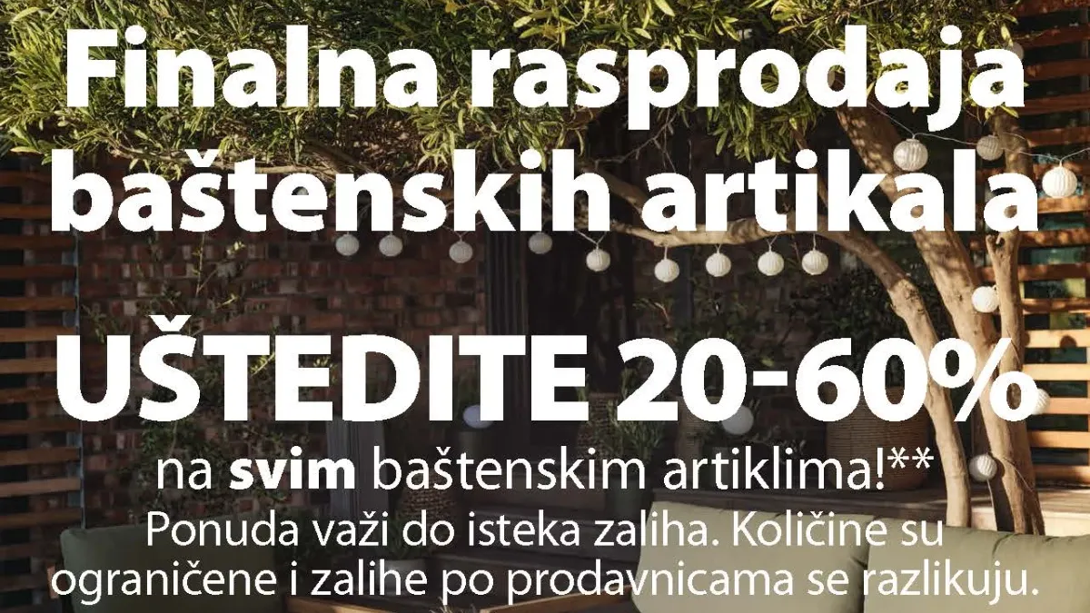 JYSK finalna rasprodaja do 60% na baštenski nameštaj, suncobrane, stolove, stolice i opremu za dom do 01.09.2026.