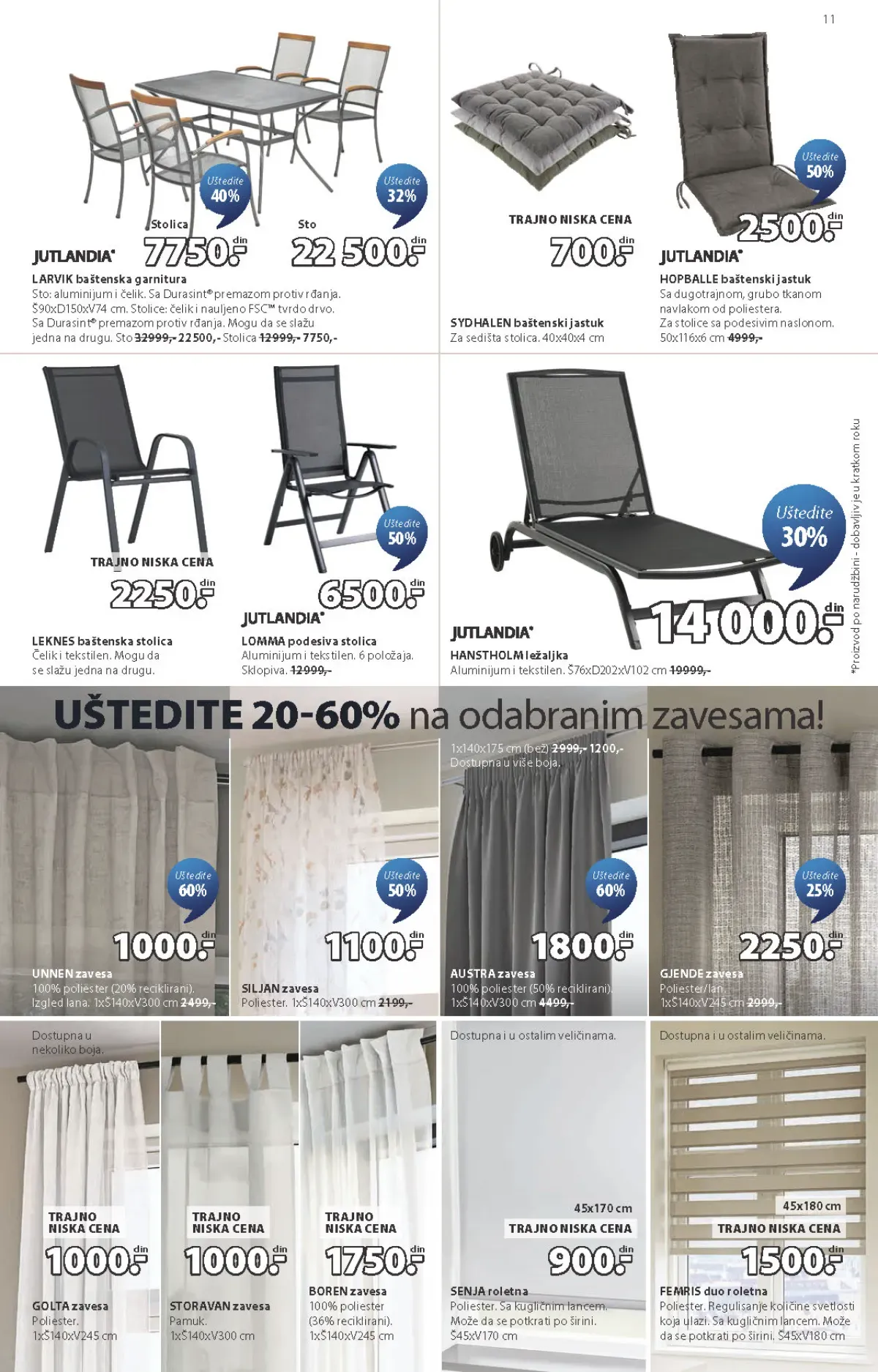 JYSK katalog – baštenski nameštaj, zavese i roletne na akciji