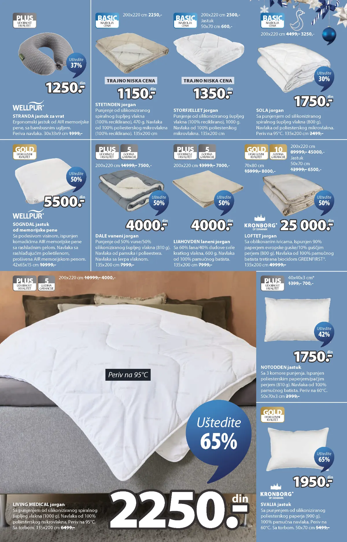 JYSK jorgani i jastuci – LIVING MEDICAL jorgan 2.250 dinara i SVALIA jastuk 1.950 dinara uz uštedu 65%